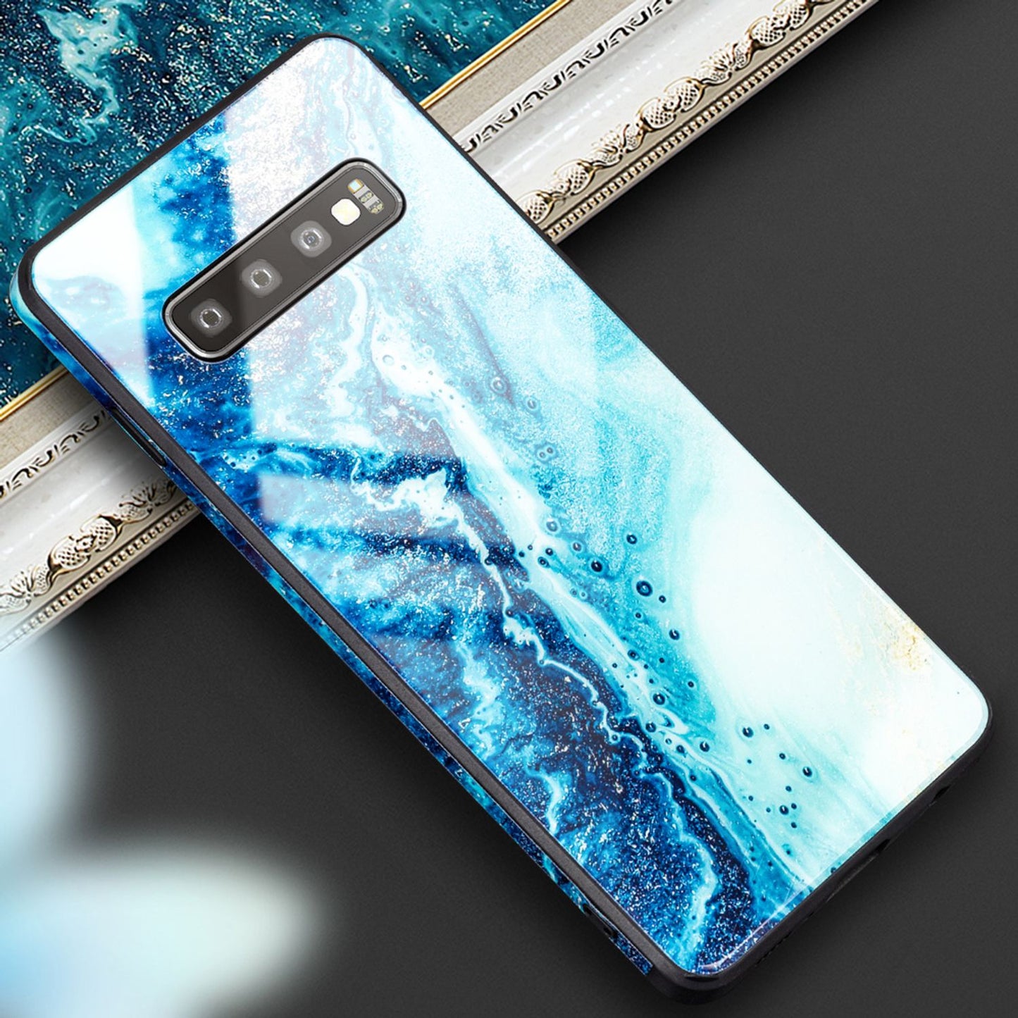 NALIA símahulstur fyrir Samsung Galaxy S10, marmarahönnuð hulstur með stuðara