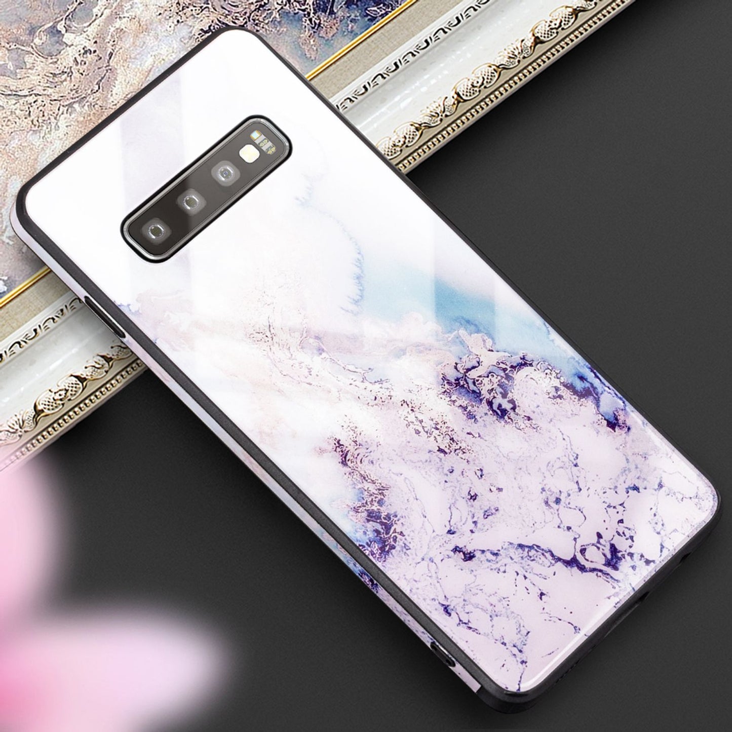NALIA símahulstur fyrir Samsung Galaxy S10, marmarahönnuð hulstur með stuðara