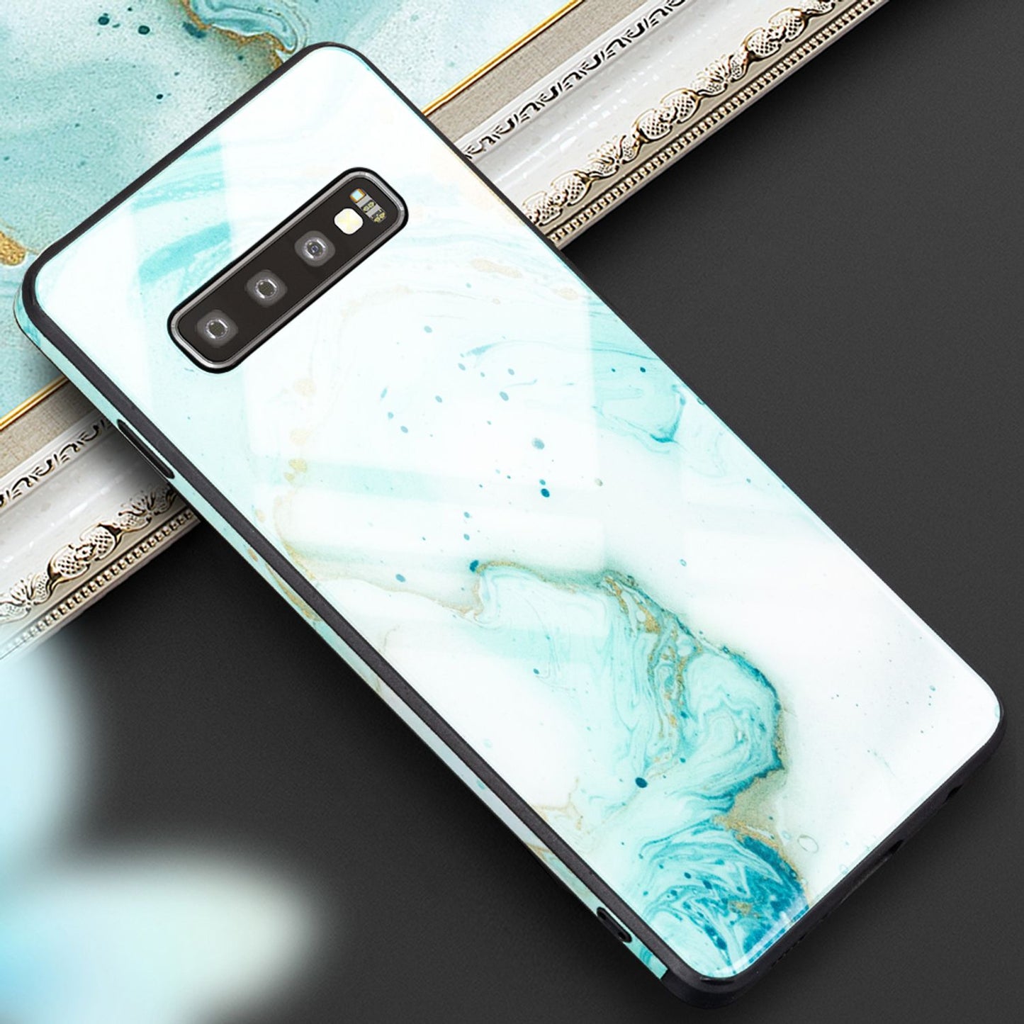 NALIA símahulstur fyrir Samsung Galaxy S10, marmarahönnuð hulstur með stuðara