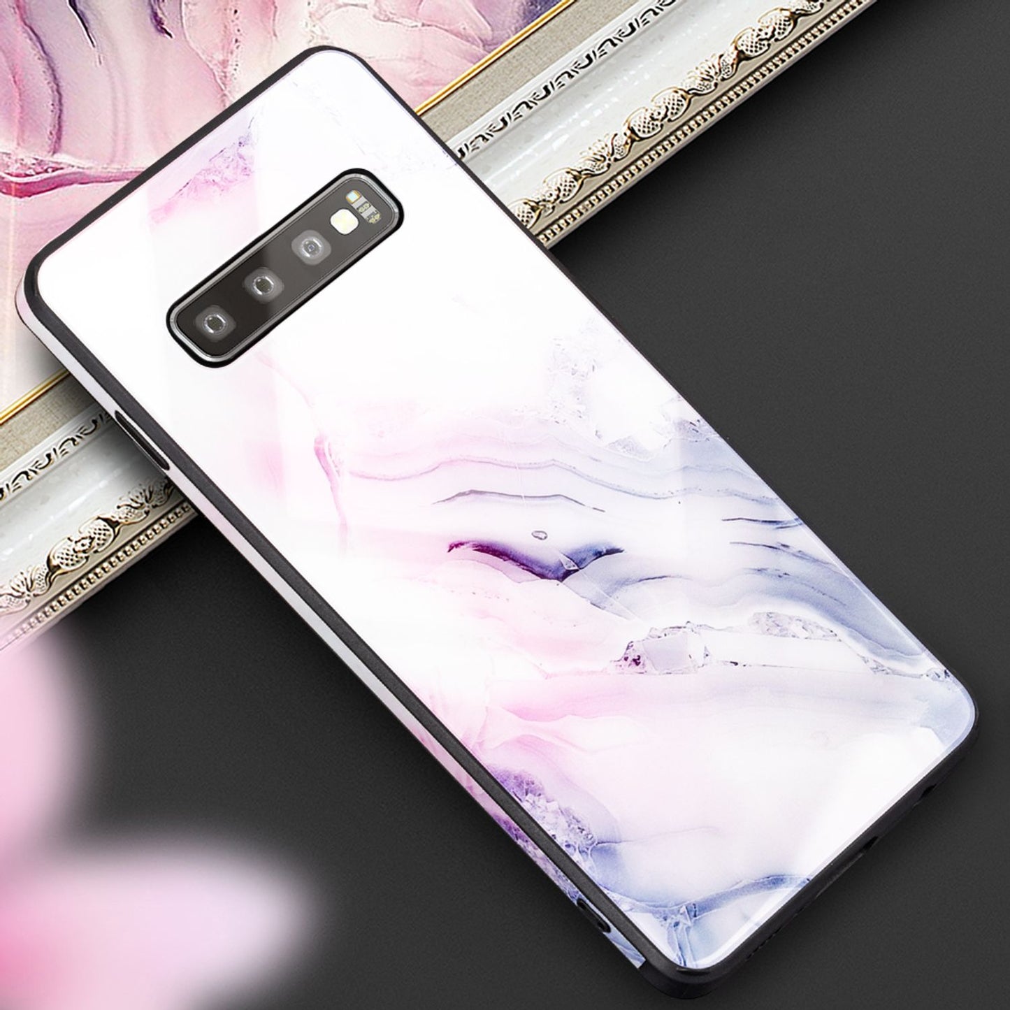 NALIA símahulstur fyrir Samsung Galaxy S10, marmarahönnuð hulstur með stuðara
