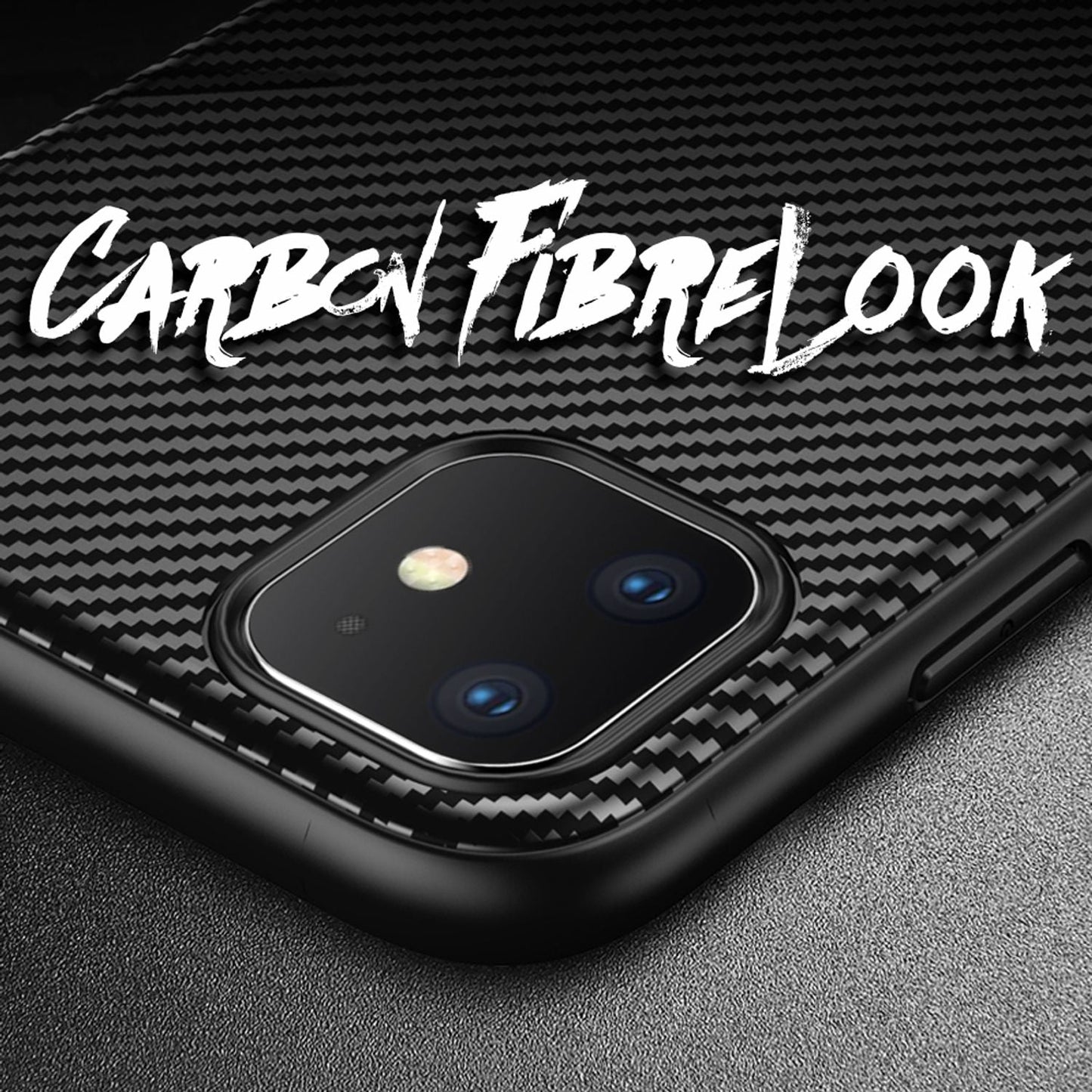 NALIA Carbon Look Phone Case for iPhone 11, TPU Case Cover Bumper Protection