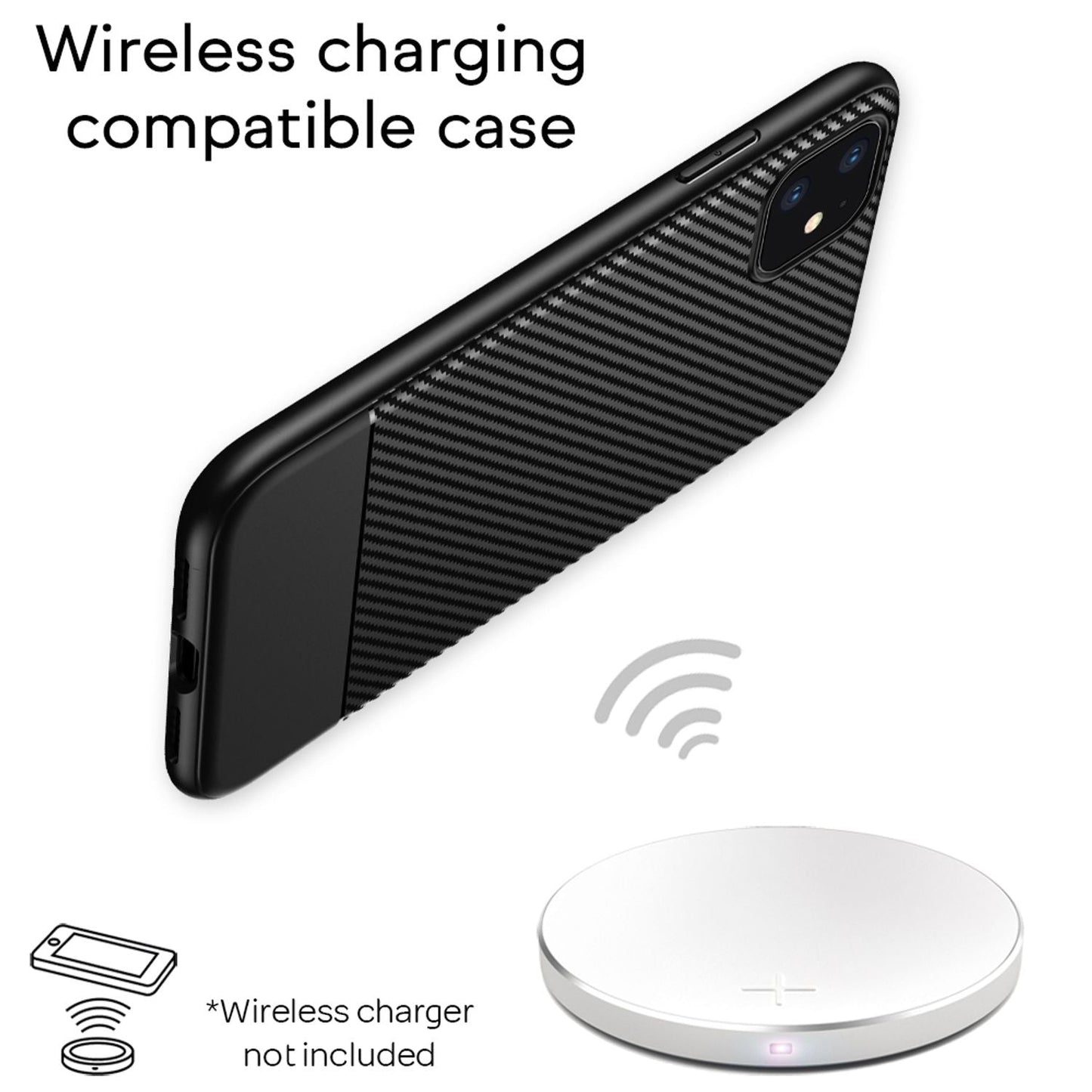 NALIA Carbon Look Phone Case for iPhone 11, TPU Case Cover Bumper Protection