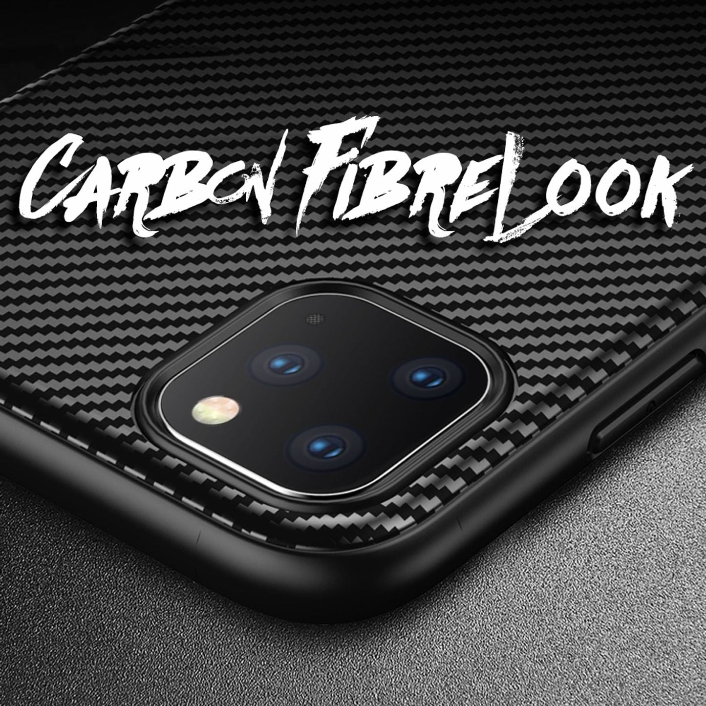 NALIA Símahulstur með kolefnisútliti fyrir iPhone 11 Pro Max, TPU hulstur með stuðaravörn