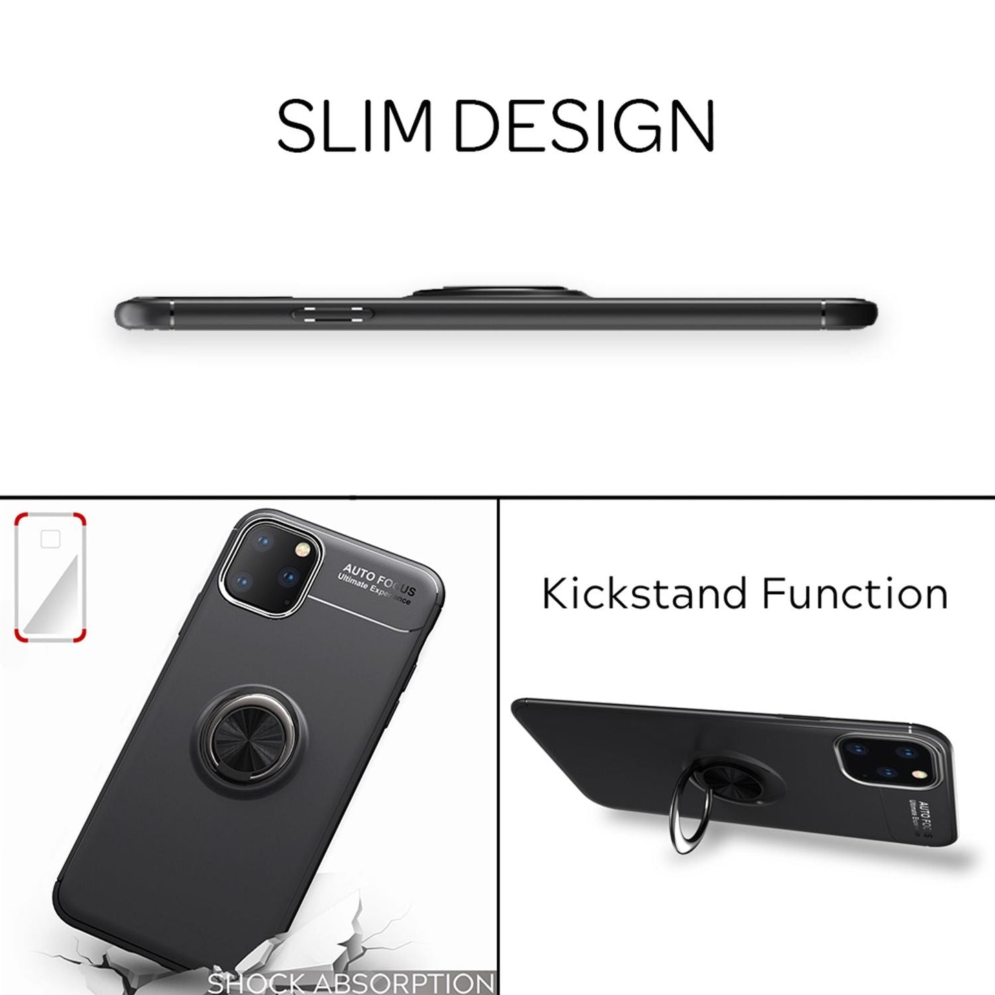 NALIA Ring Case for iPhone 11 Pro Max, Protective Cover Magnetic Silicone Case