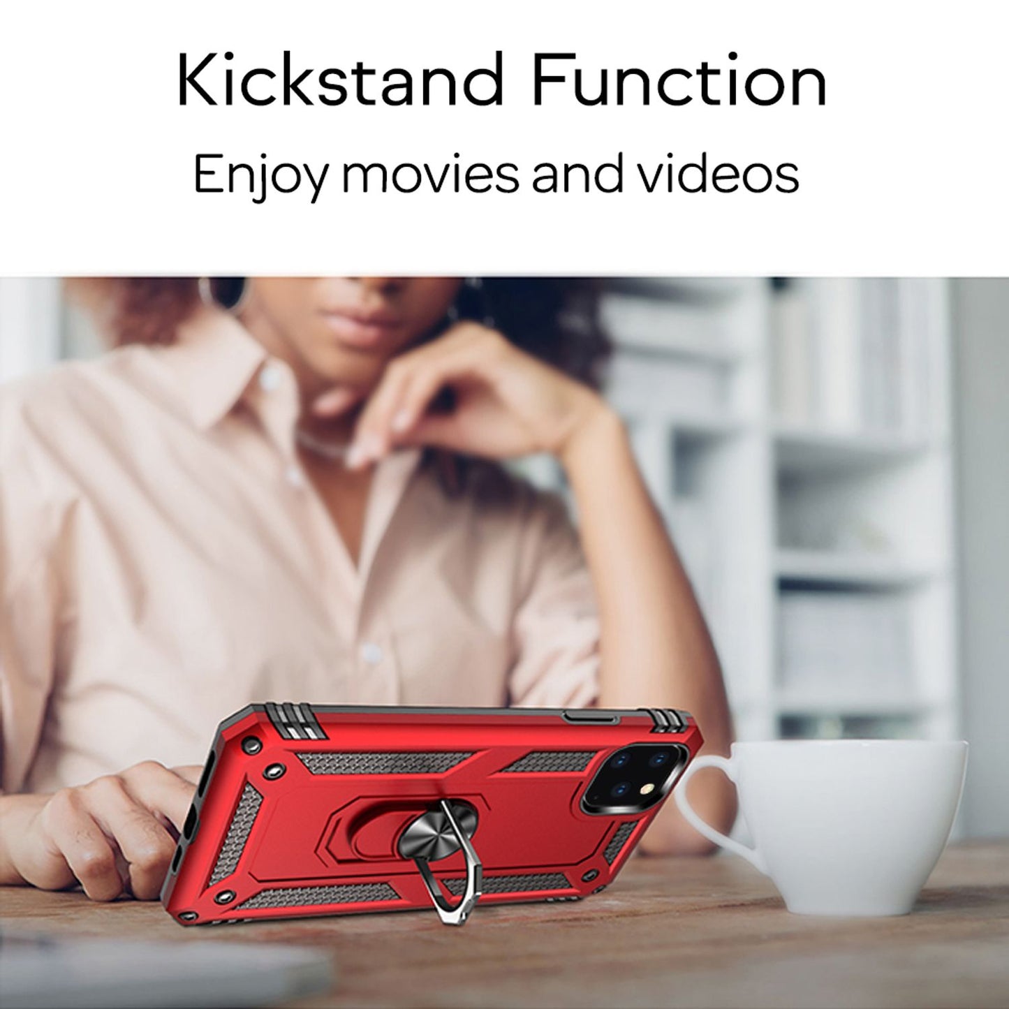 NALIA Ring símahulstur fyrir iPhone 11 Pro Max, 360 gráðu verndandi hulstur