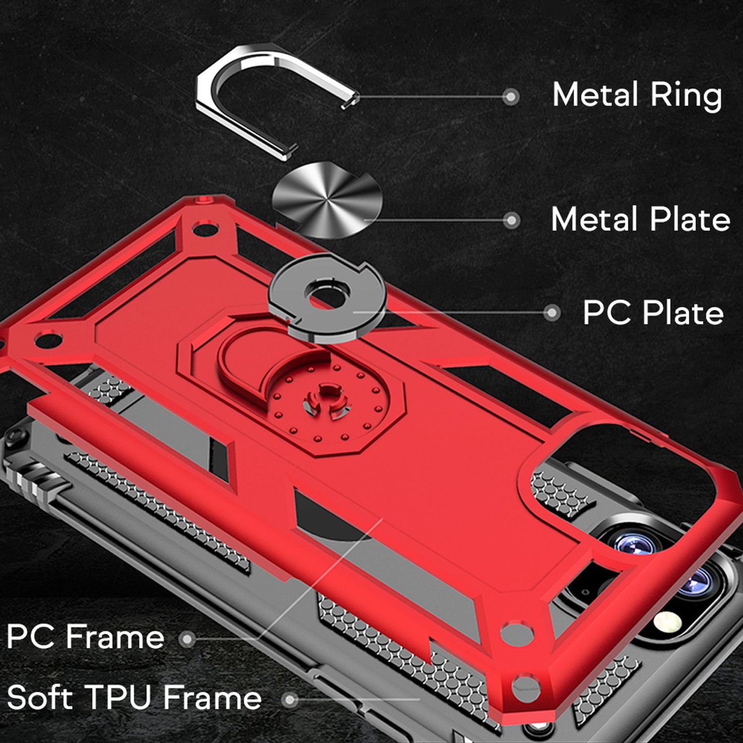 NALIA Ring símahulstur fyrir iPhone 11 Pro, hlífðarhulstur með stuðara