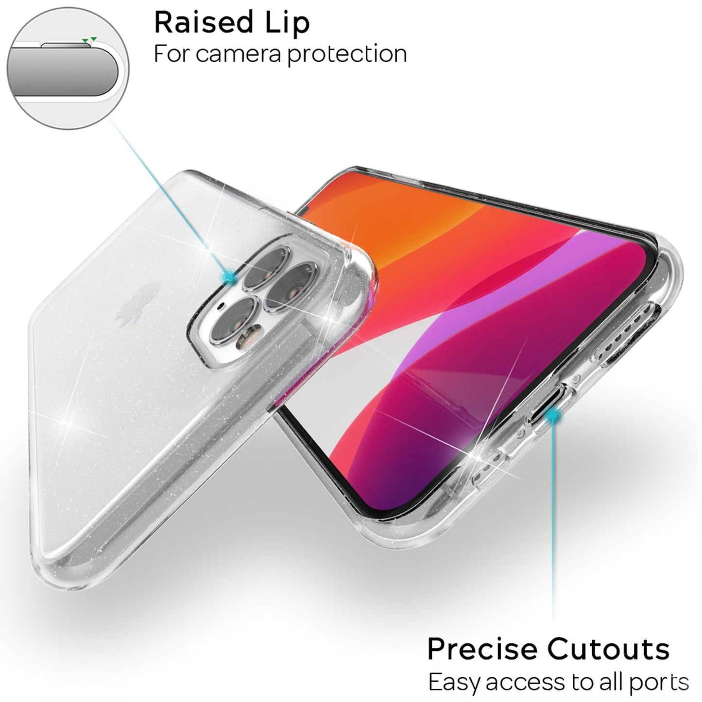 NALIA Glitter Phone Case for iPhone 11 Pro Max, Protective Case Cover Bumper