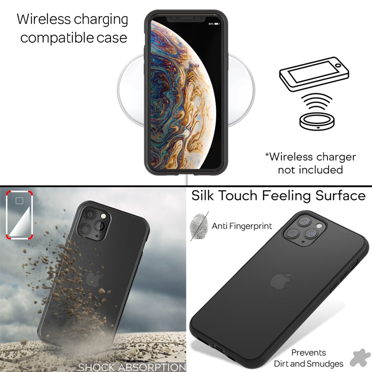 NALIA Phone Case for iPhone 11 Pro, Hard Case &amp; Silicone Bumper Cover Protection