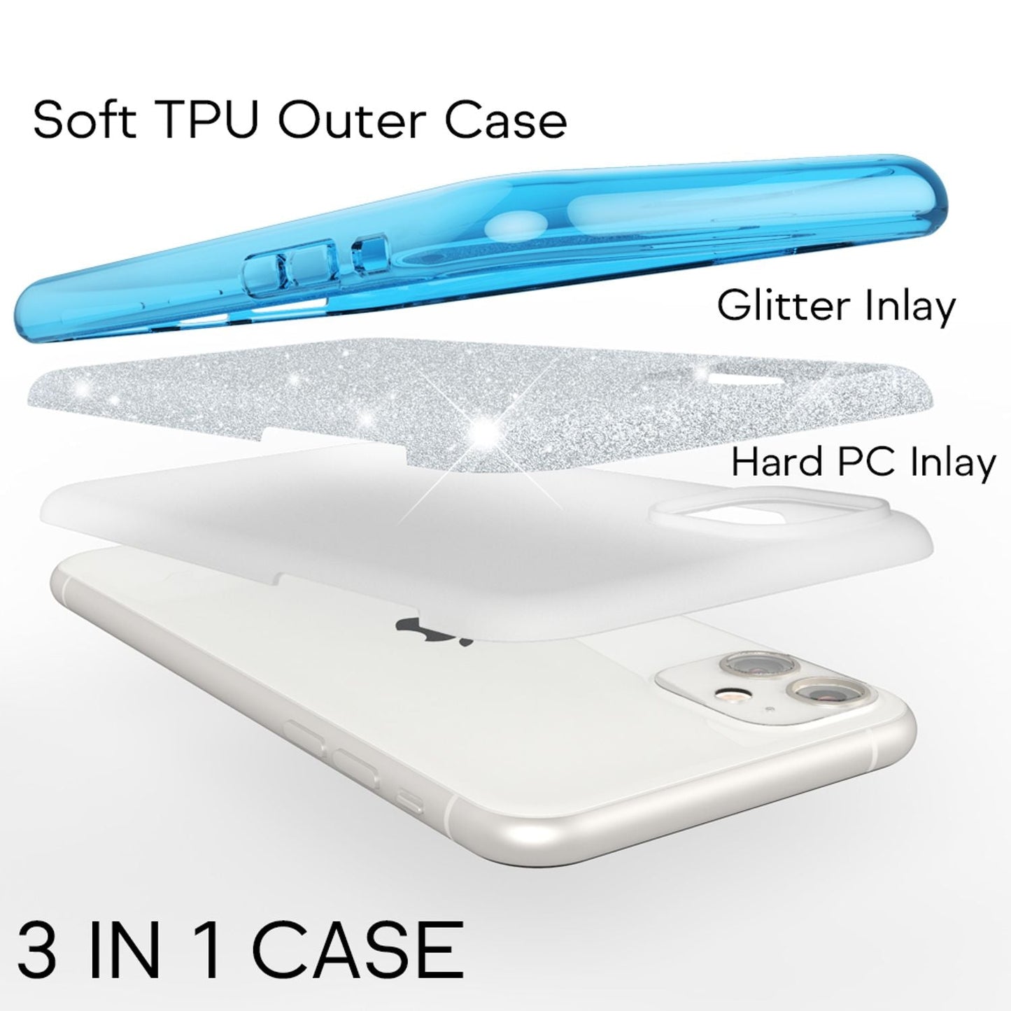 NALIA glitrandi símahulstur sem passar við iPhone 11, demantsglitrandi símahulstur með bling-hlíf