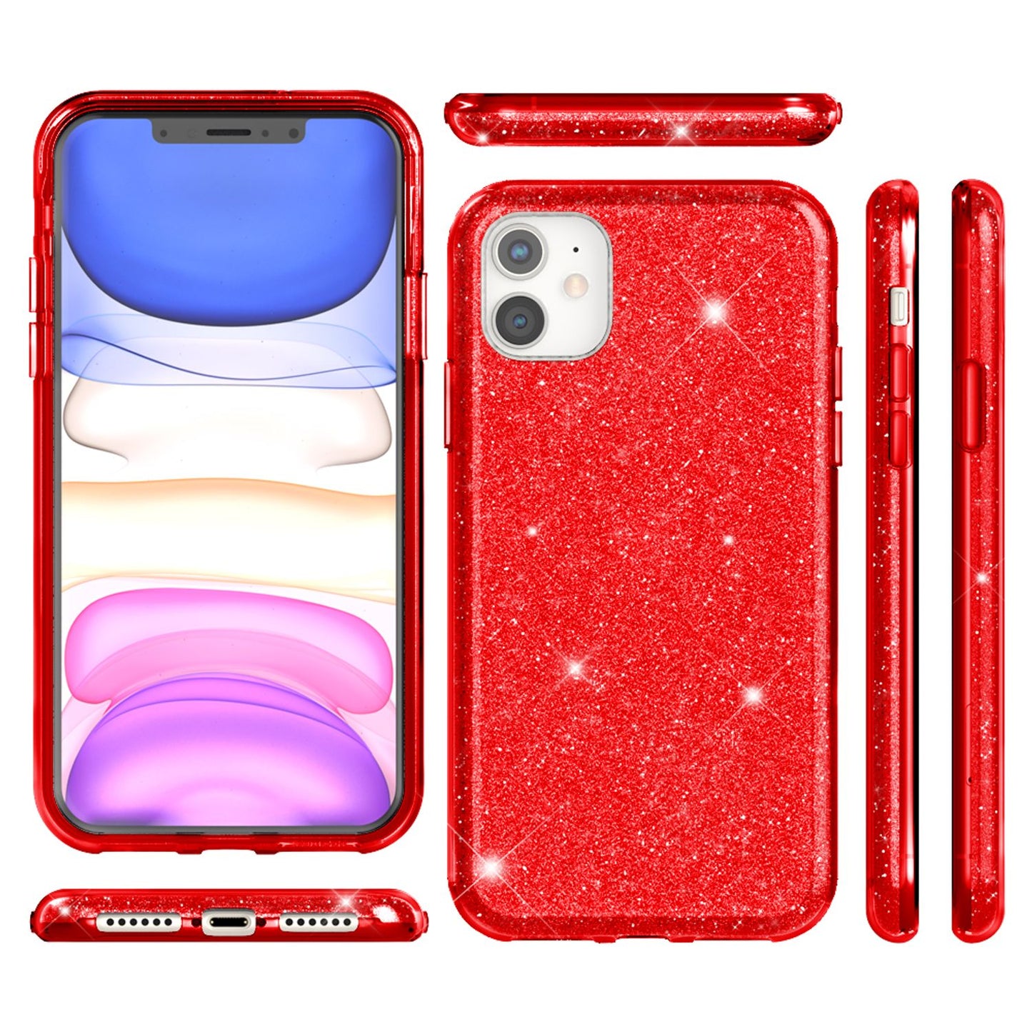 NALIA glitrandi símahulstur sem passar við iPhone 11, demantsglitrandi símahulstur með bling-hlíf