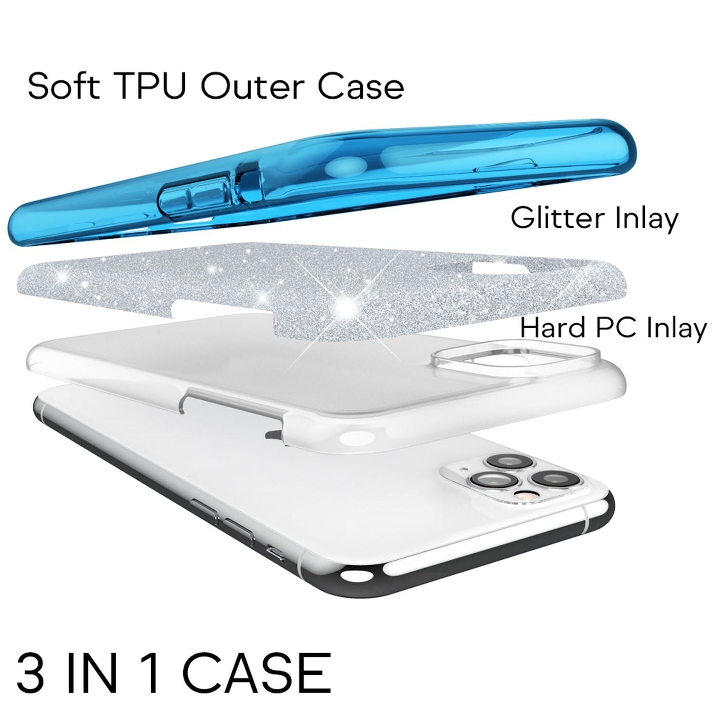 NALIA Glitter Phone Case Compatible with iPhone 11 Pro Max, Diamond Glitter Phone Case Bling