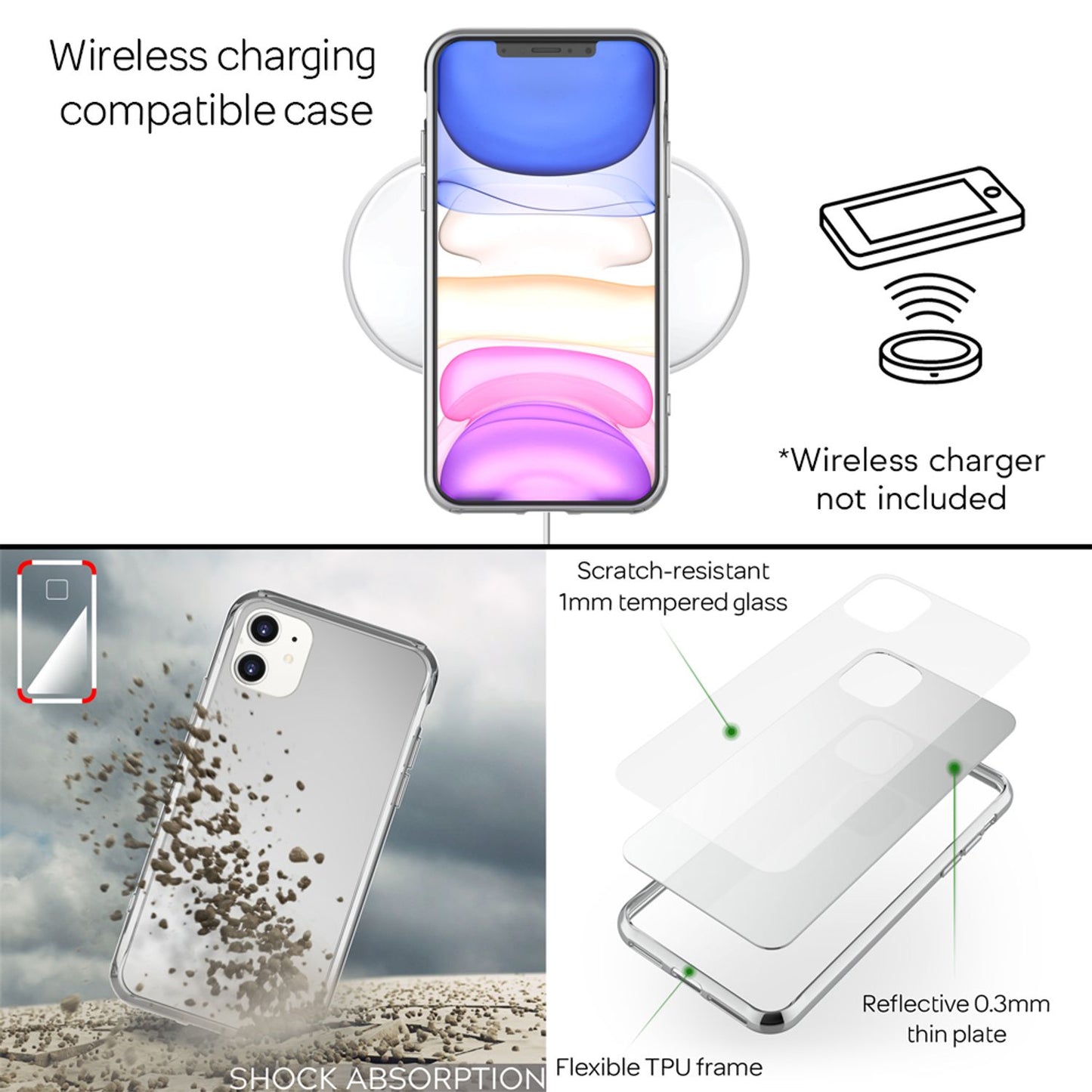 NALIA spegilglerhulstur fyrir iPhone 11, 9H hertu hulstri