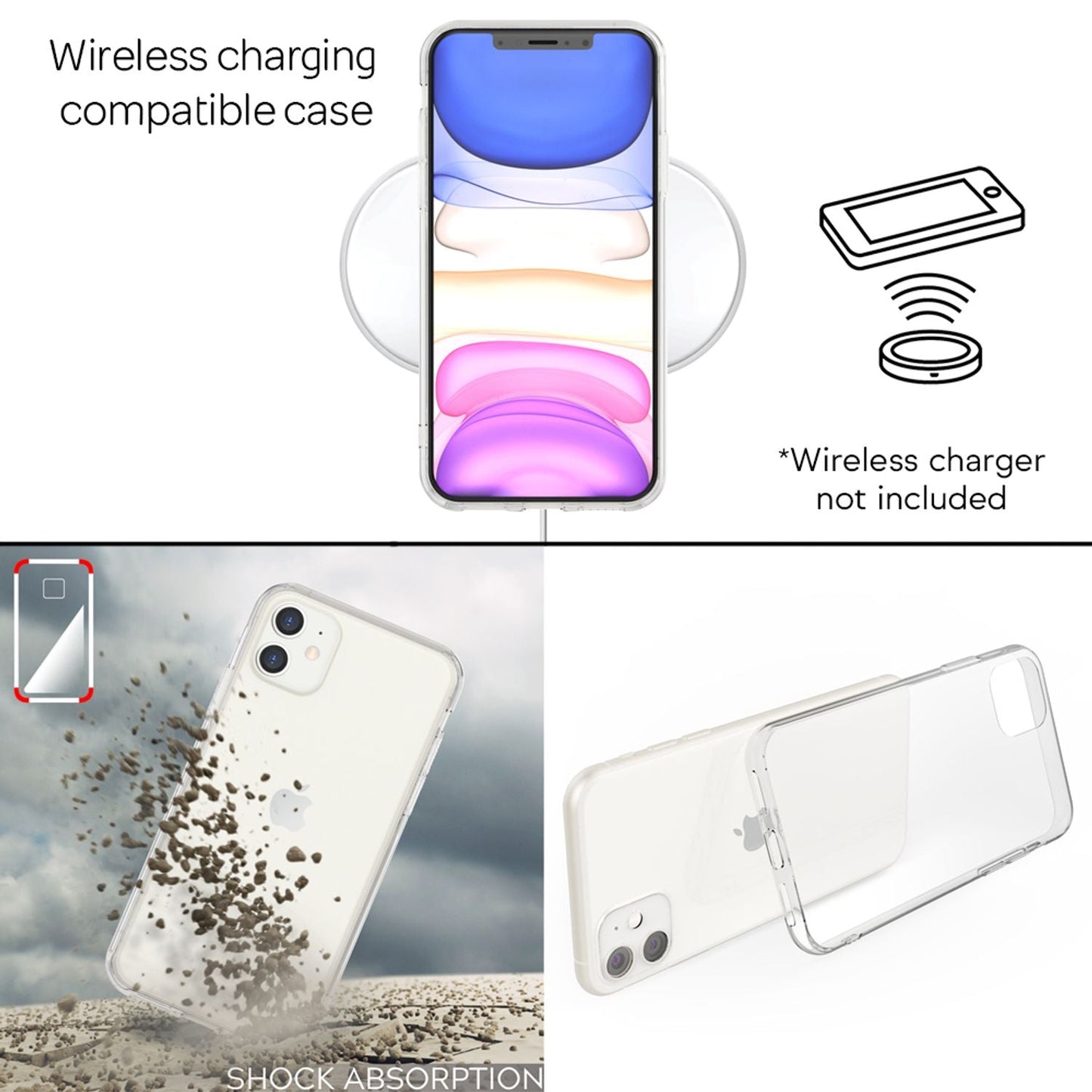 NALIA símahulstur úr hertu gleri fyrir iPhone 11, gegnsætt hart hulstur