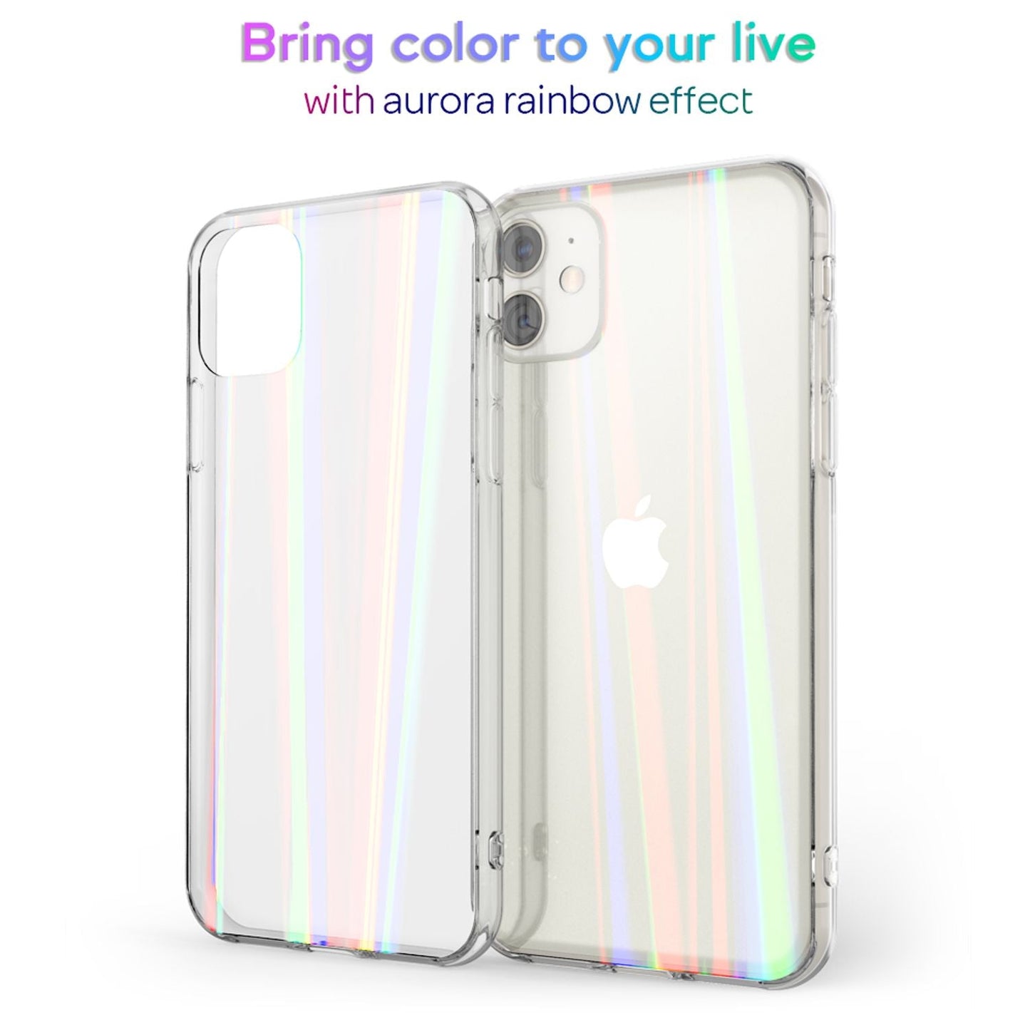 NALIA Tempered Glass Phone Case for iPhone 11, Rainbow Case Cover Transparent