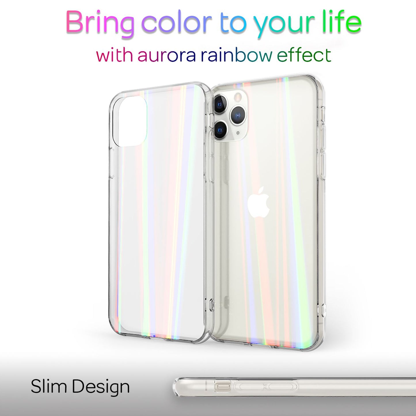 NALIA Hartglas Handy Hülle für iPhone 11 Pro Max, Regenbogen Case Cover Etui