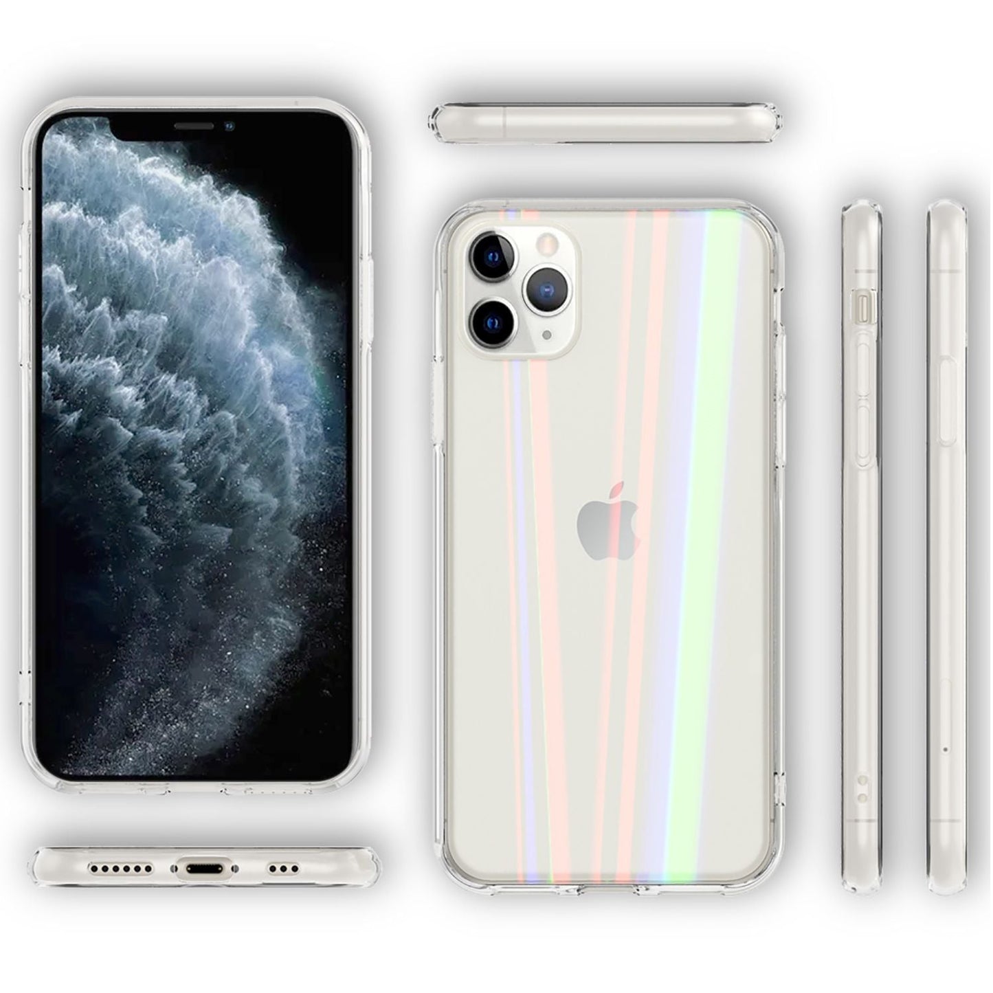 NALIA Hartglas Handy Hülle für iPhone 11 Pro Max, Regenbogen Case Cover Etui