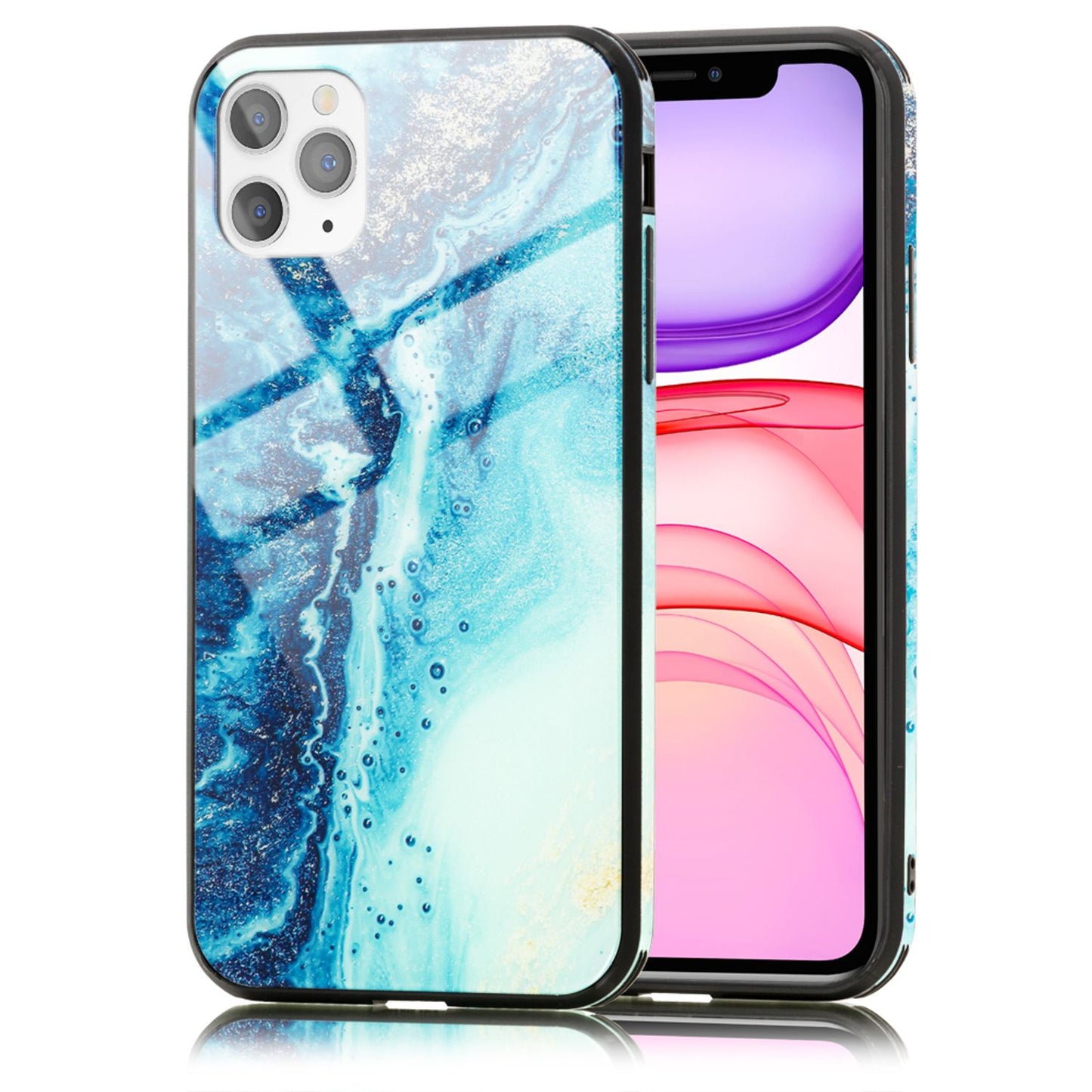 NALIA Tempered Glass Phone Case for iPhone 11 Pro Max, Marble Design Case Cover