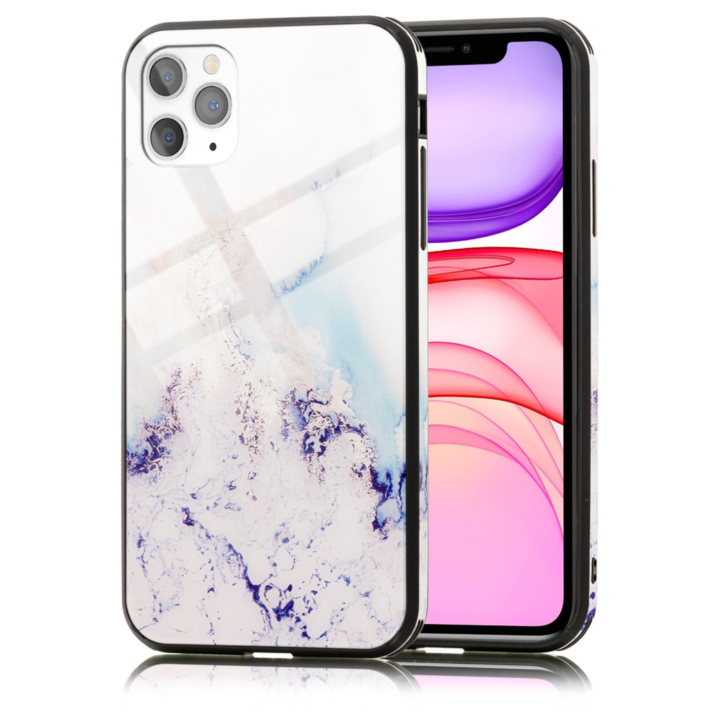 NALIA Tempered Glass Phone Case for iPhone 11 Pro Max, Marble Design Case Cover