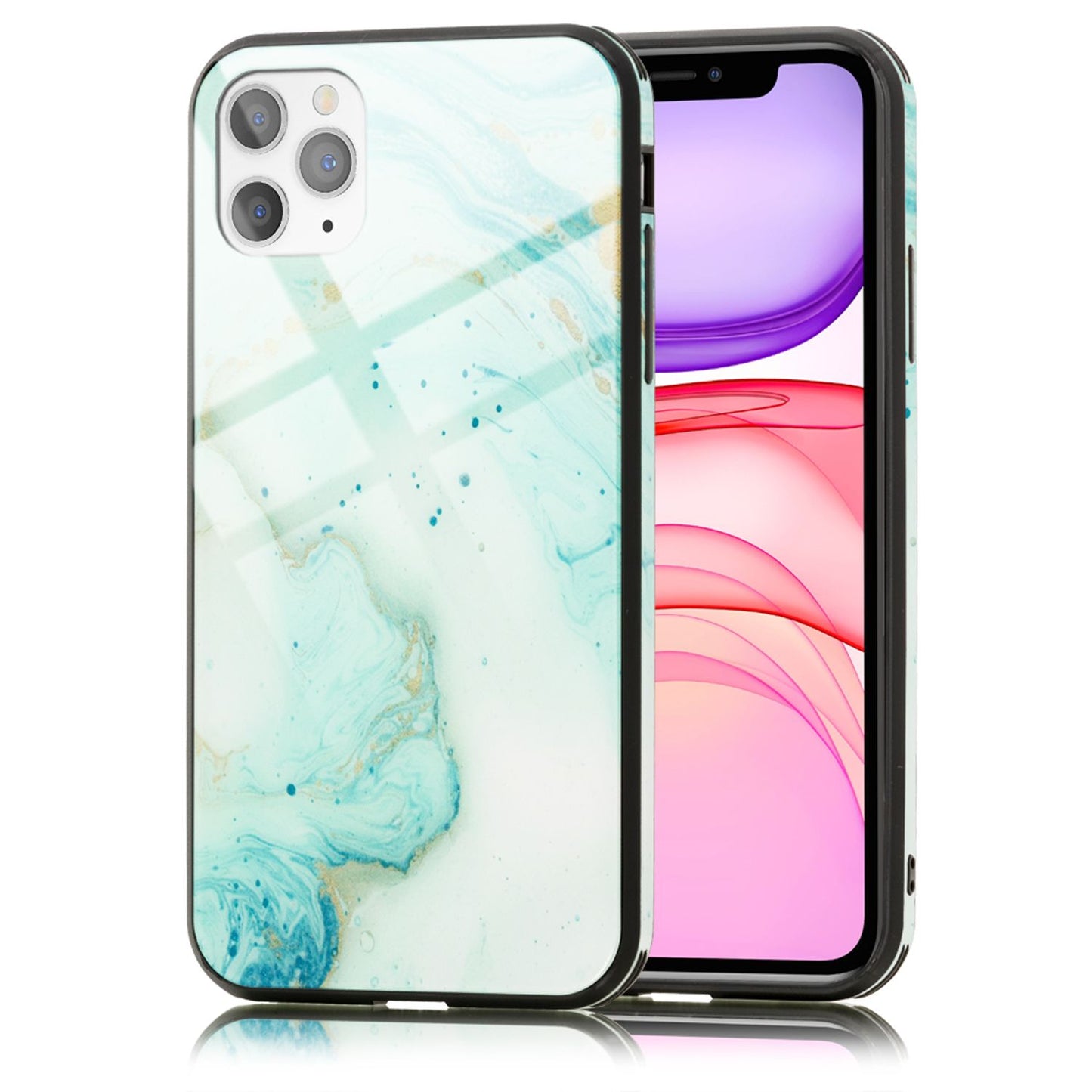 NALIA Tempered Glass Phone Case for iPhone 11 Pro Max, Marble Design Case Cover