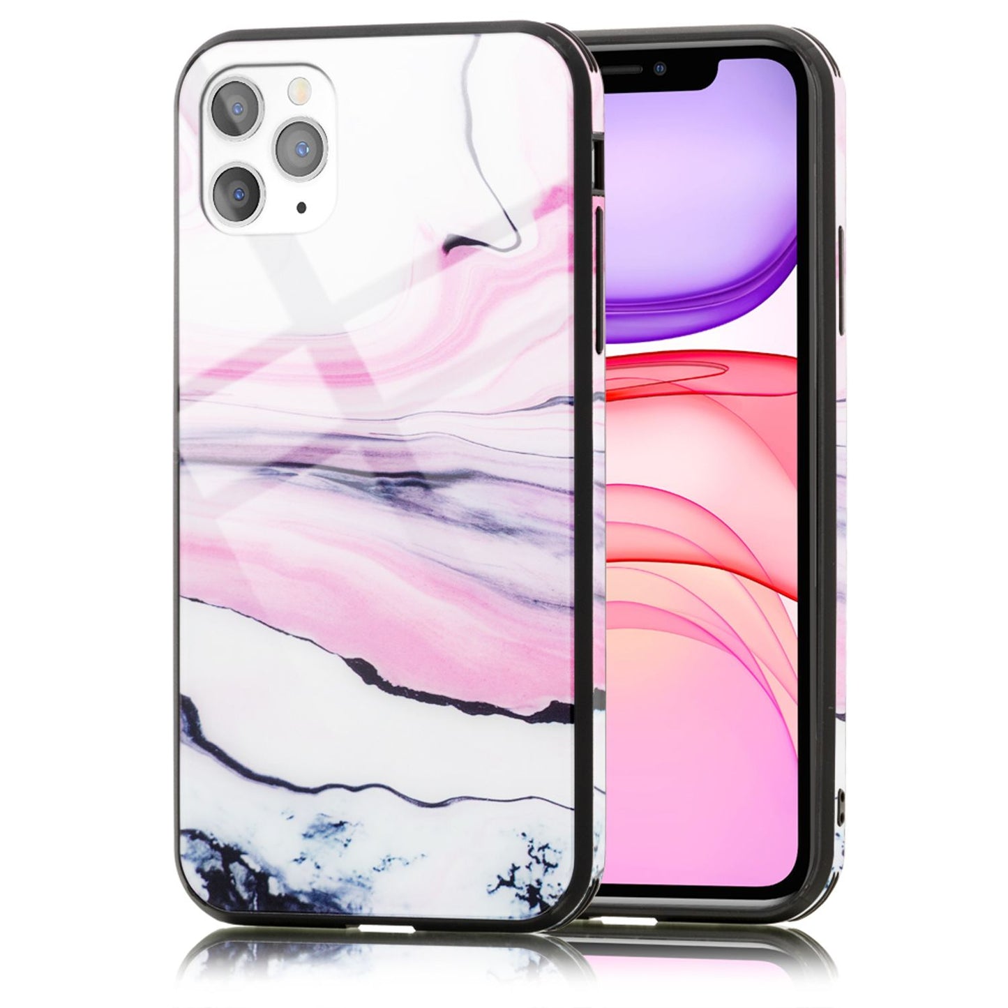 NALIA Tempered Glass Phone Case for iPhone 11 Pro Max, Marble Design Case Cover