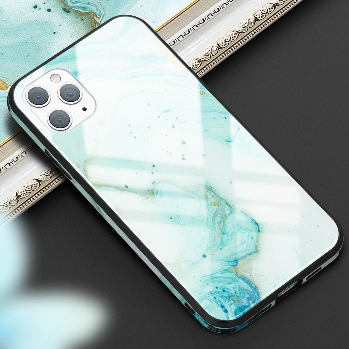 NALIA Tempered Glass Phone Case for iPhone 11 Pro Max, Marble Design Case Cover
