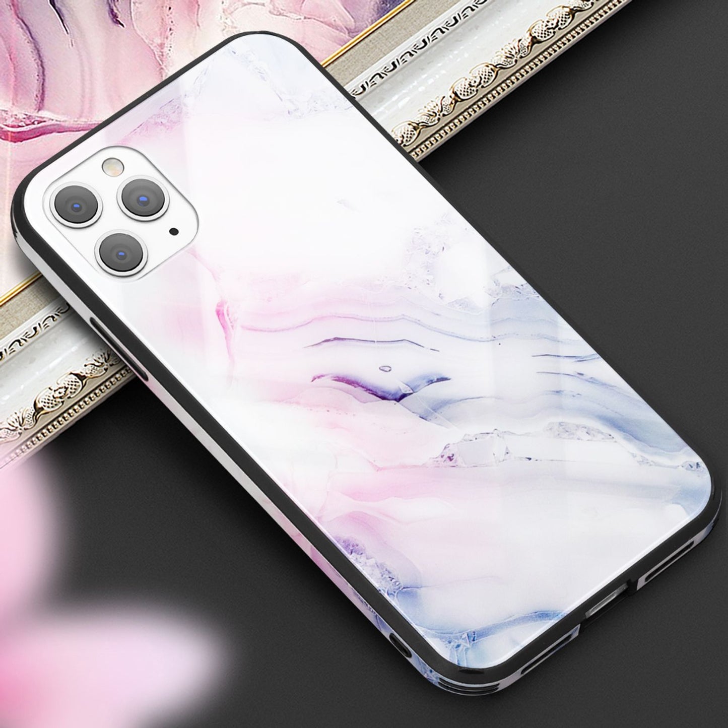 NALIA Tempered Glass Phone Case for iPhone 11 Pro Max, Marble Design Case Cover