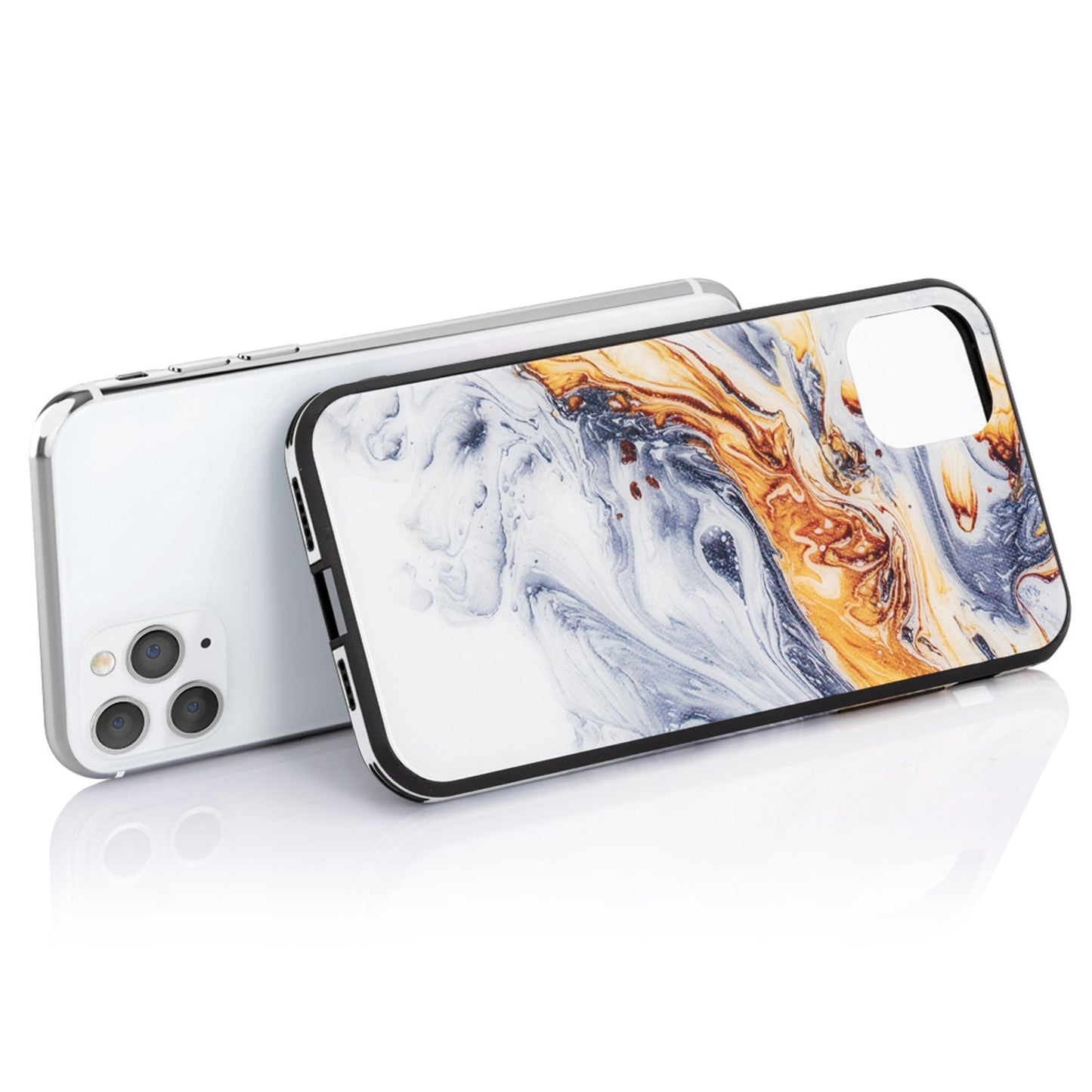 NALIA Tempered Glass Phone Case for iPhone 11 Pro Max, Marble Design Case Cover