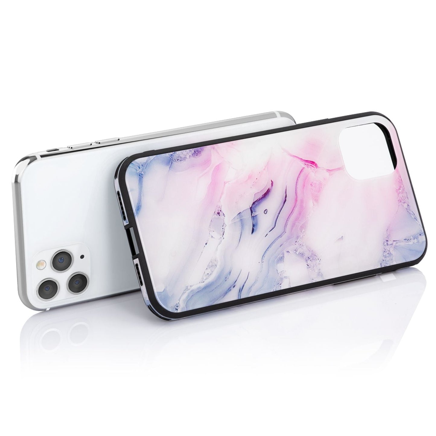 NALIA Tempered Glass Phone Case for iPhone 11 Pro Max, Marble Design Case Cover