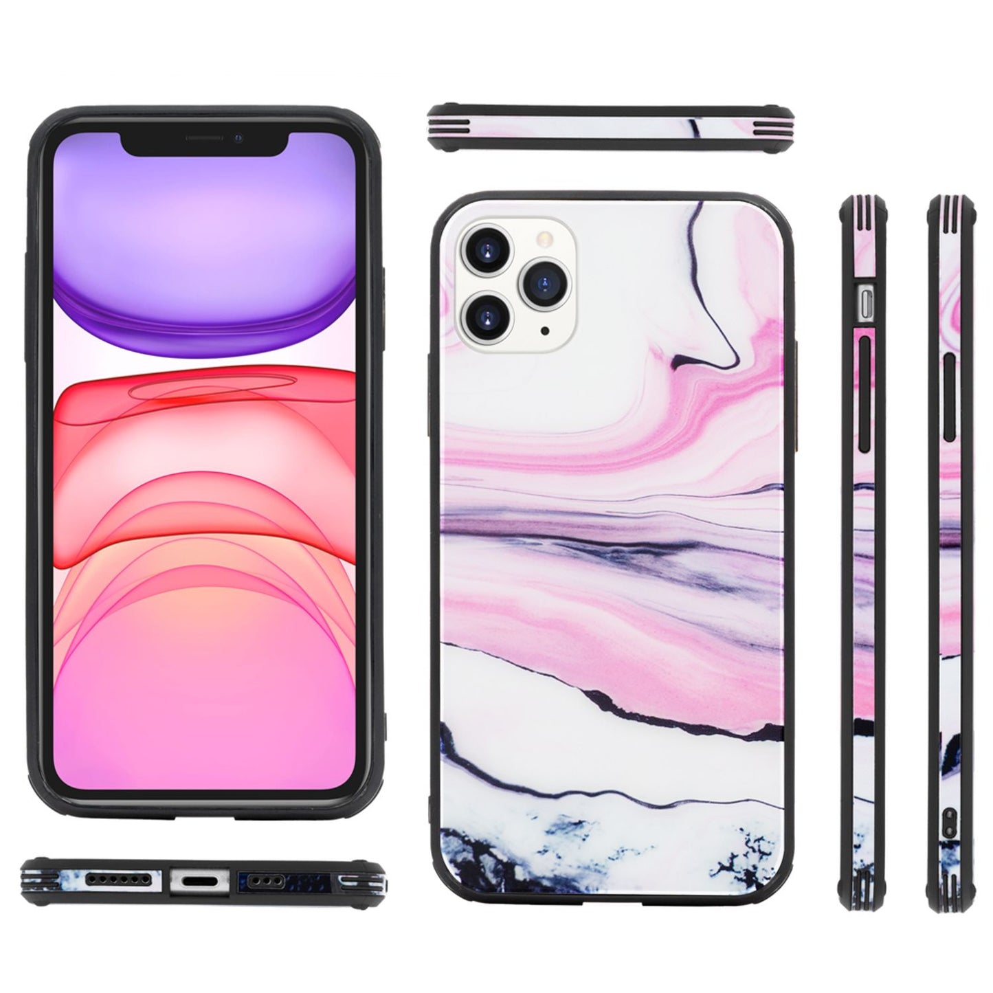 NALIA Tempered Glass Phone Case for iPhone 11 Pro Max, Marble Design Case Cover