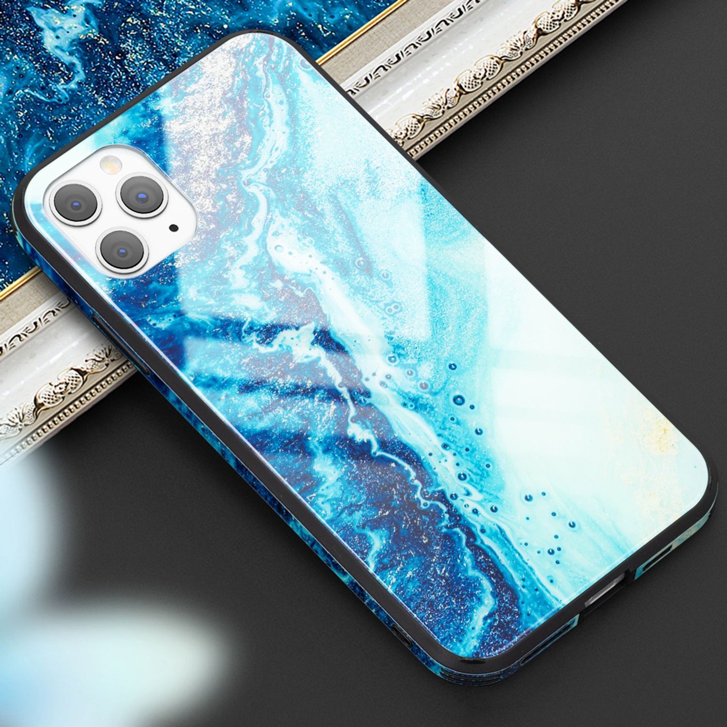 NALIA Tempered Glass Phone Case for iPhone 11 Pro, Marble Design Bag Case Cover