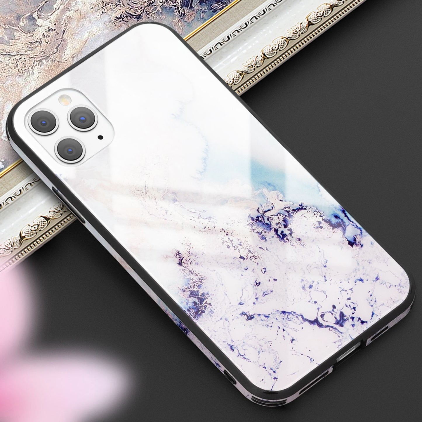 NALIA Tempered Glass Phone Case for iPhone 11 Pro, Marble Design Bag Case Cover
