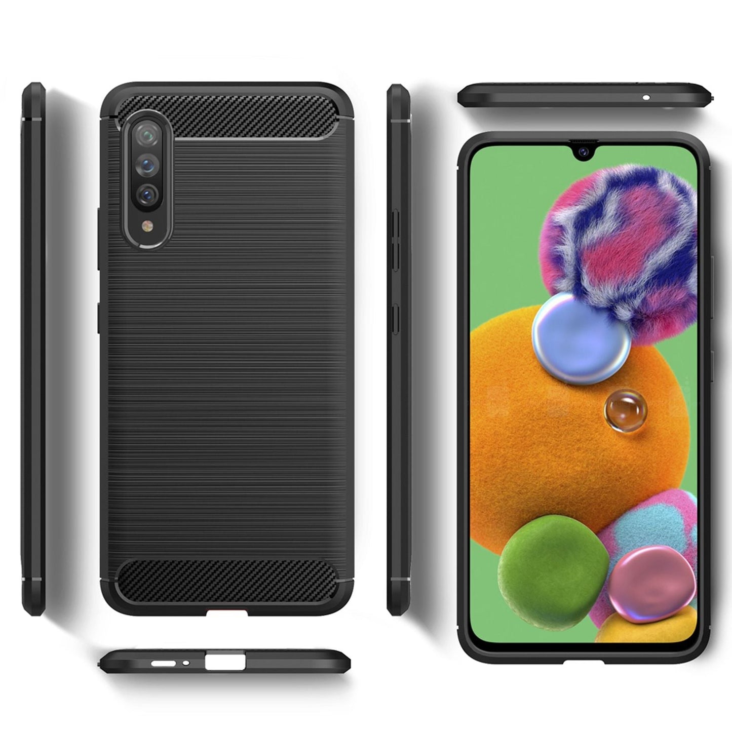 NALIA Design hulstur fyrir Samsung Galaxy A90 5G, stílhreint símahulstur úr kolefnisþráðum