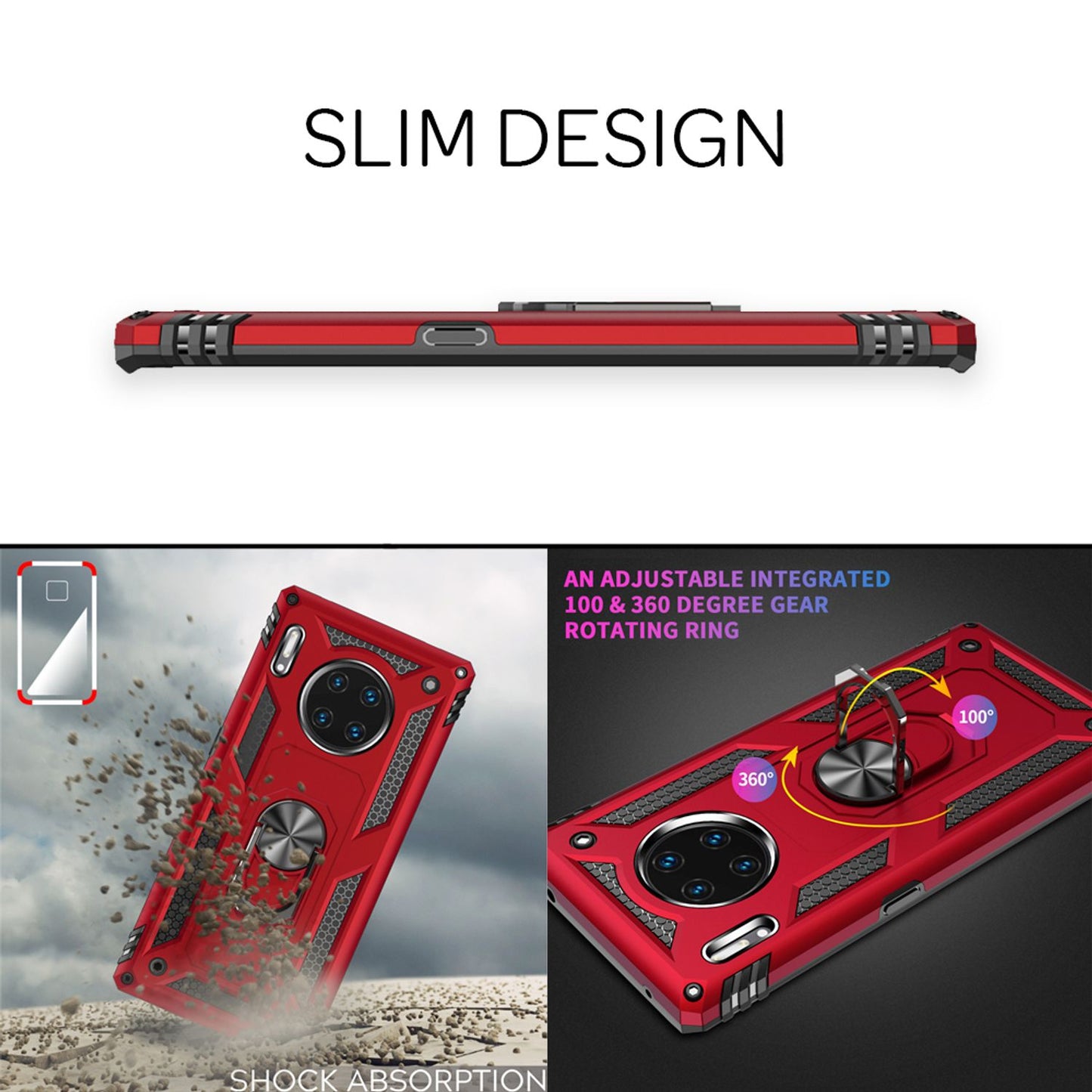 NALIA Ring símahulstur fyrir Huawei Mate 30 Pro / Mate 30 Pro 5G höggþolið hulstur