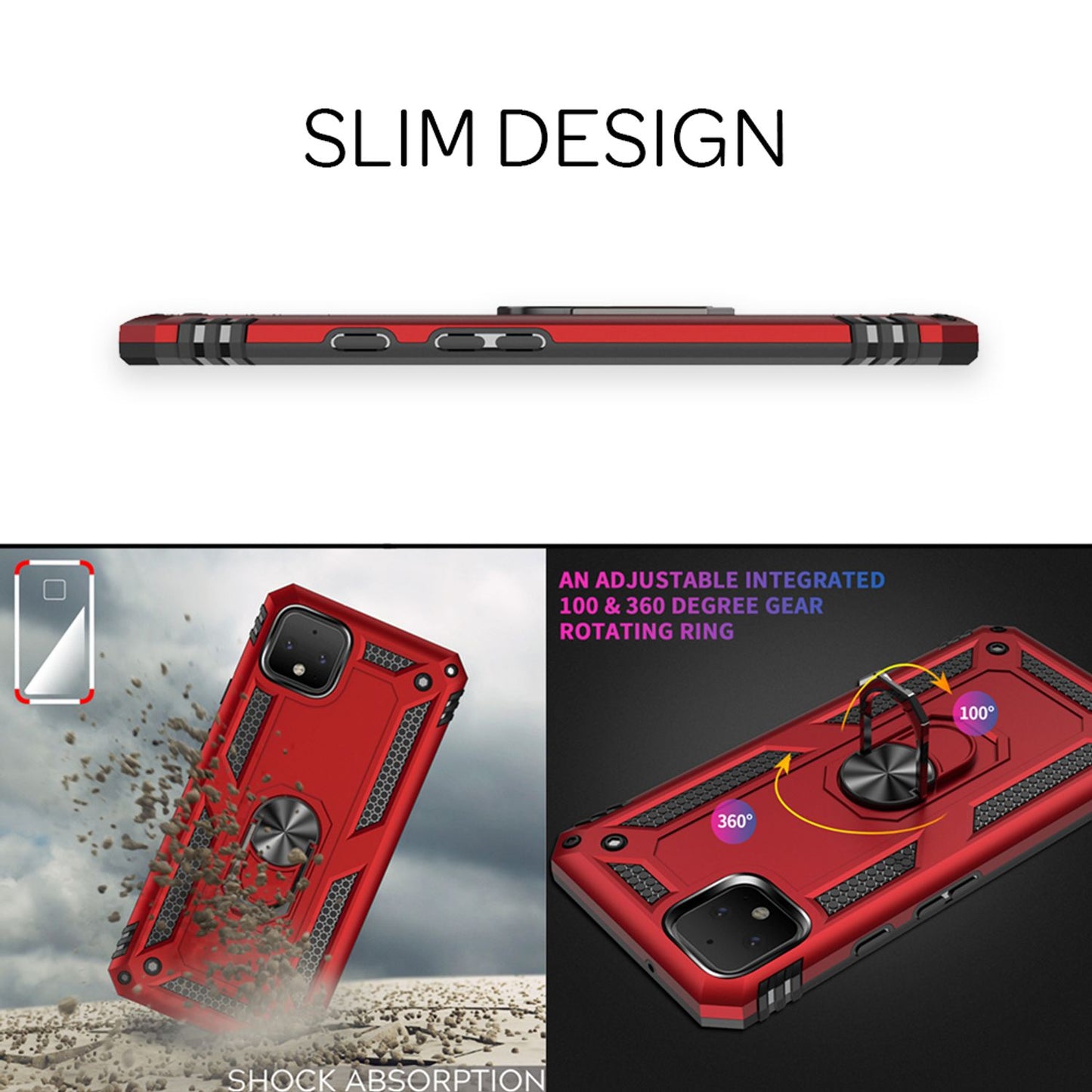 NALIA Ring símahulstur fyrir Google Pixel 4 XL, hulstur með segulfestingu