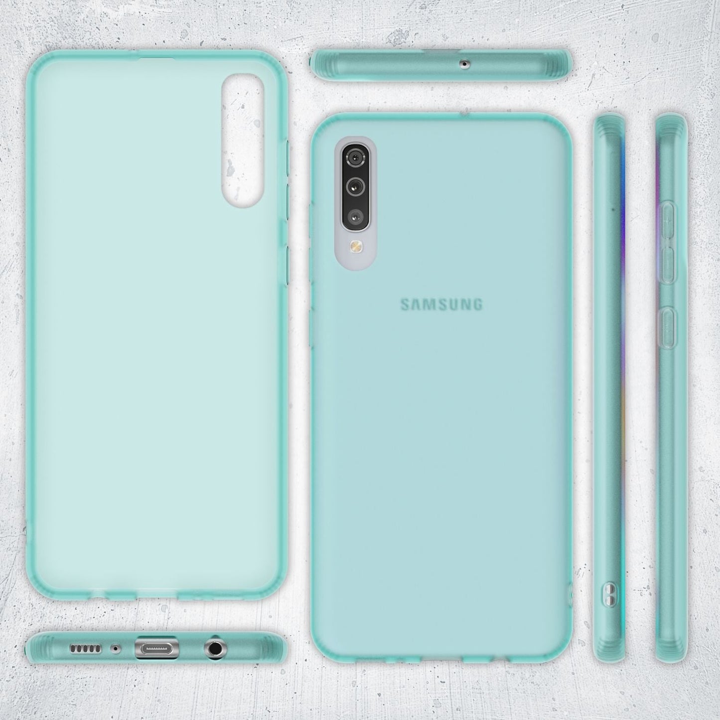 NALIA farsímahulstur fyrir Samsung Galaxy A50, þunnt verndandi hulstur með stuðara og veski