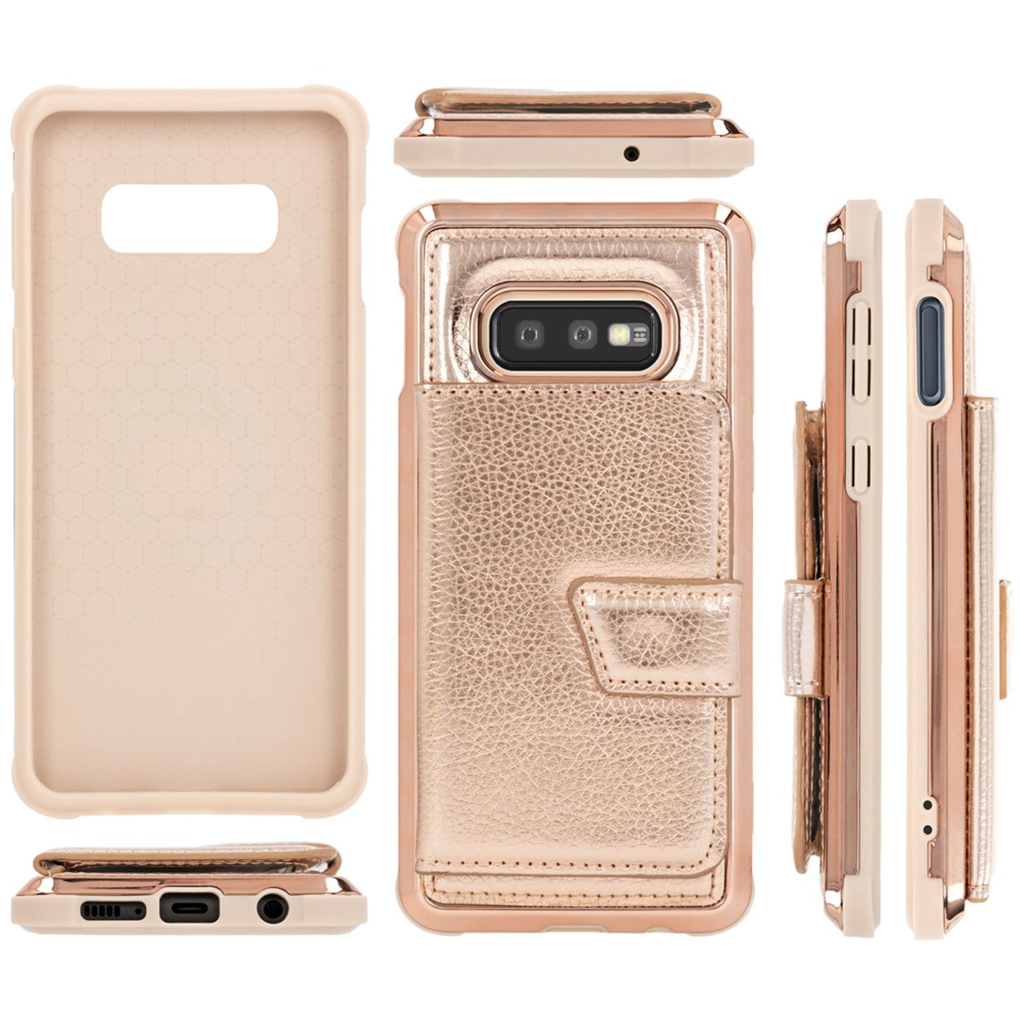 NALIA Protective Phone Case for Samsung Galaxy S10e Mirror Faux Leather Case Phone Bag