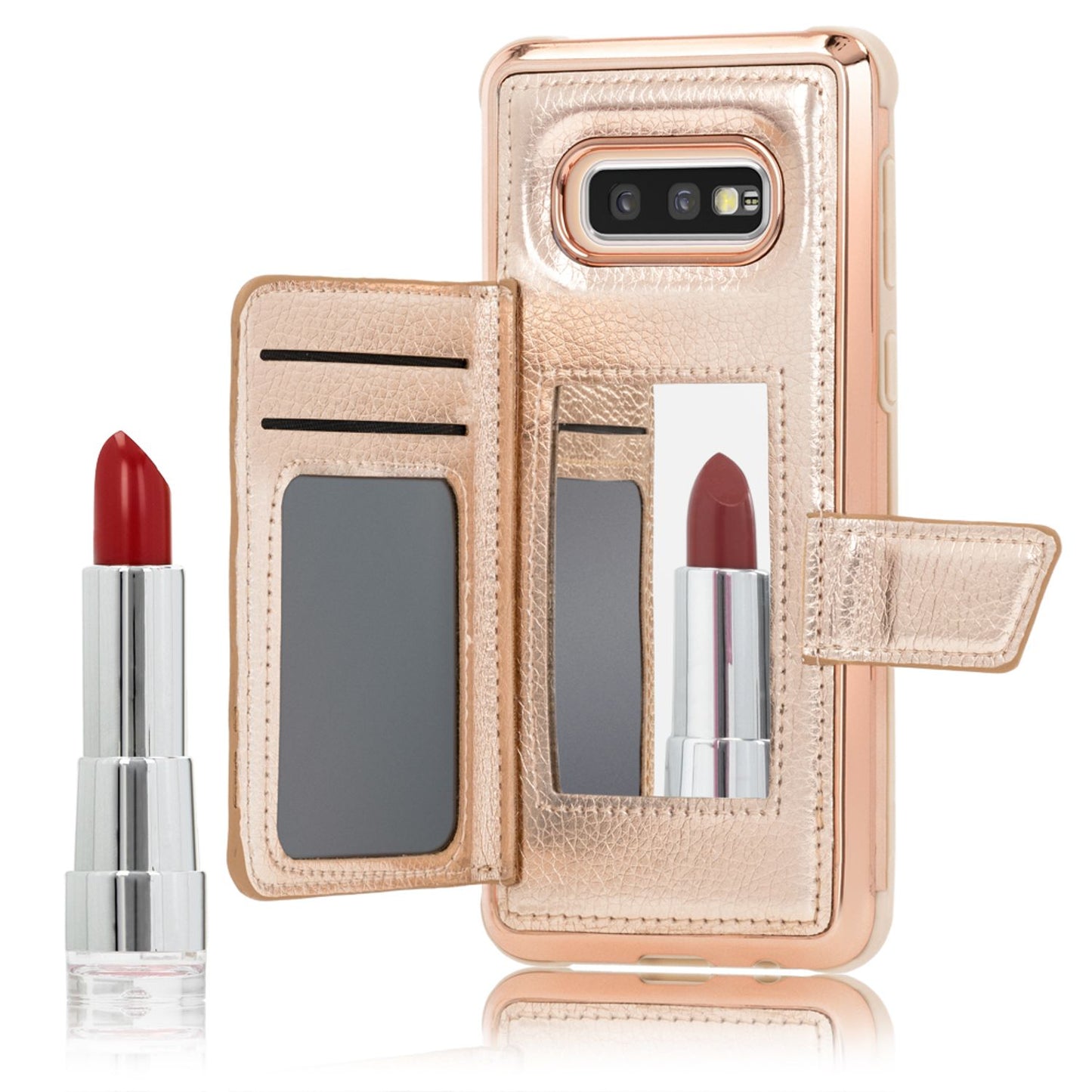 NALIA Protective Phone Case for Samsung Galaxy S10e Mirror Faux Leather Case Phone Bag