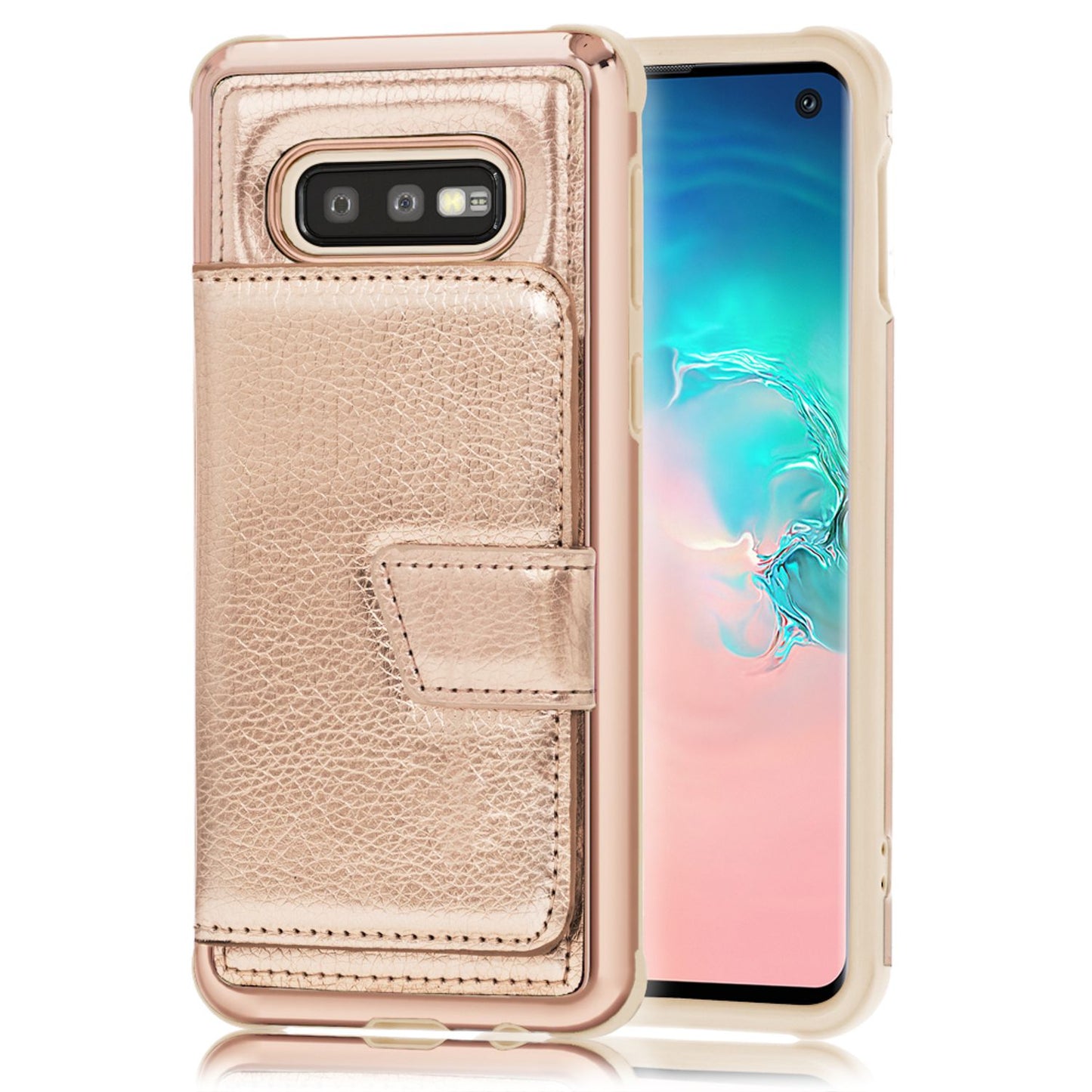NALIA Protective Phone Case for Samsung Galaxy S10e Mirror Faux Leather Case Phone Bag