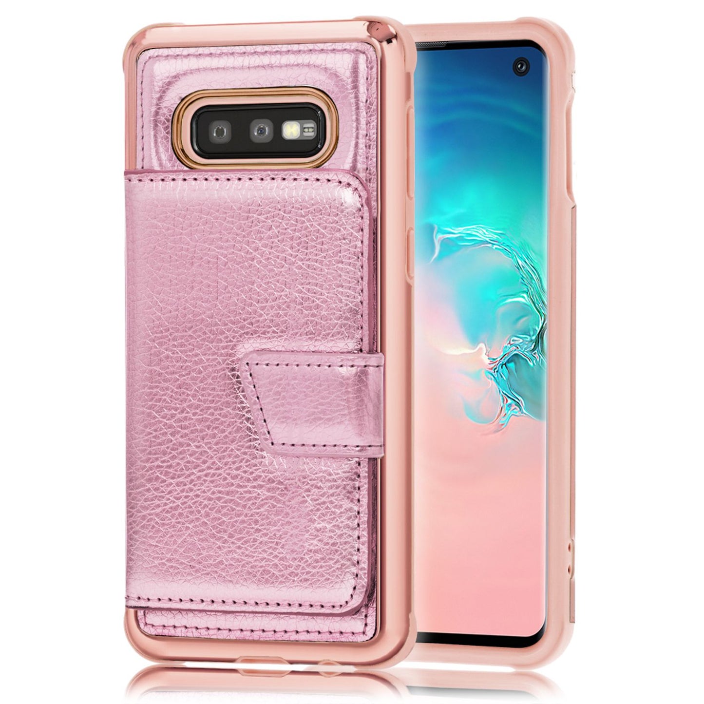 NALIA Protective Phone Case for Samsung Galaxy S10e Mirror Faux Leather Case Phone Bag