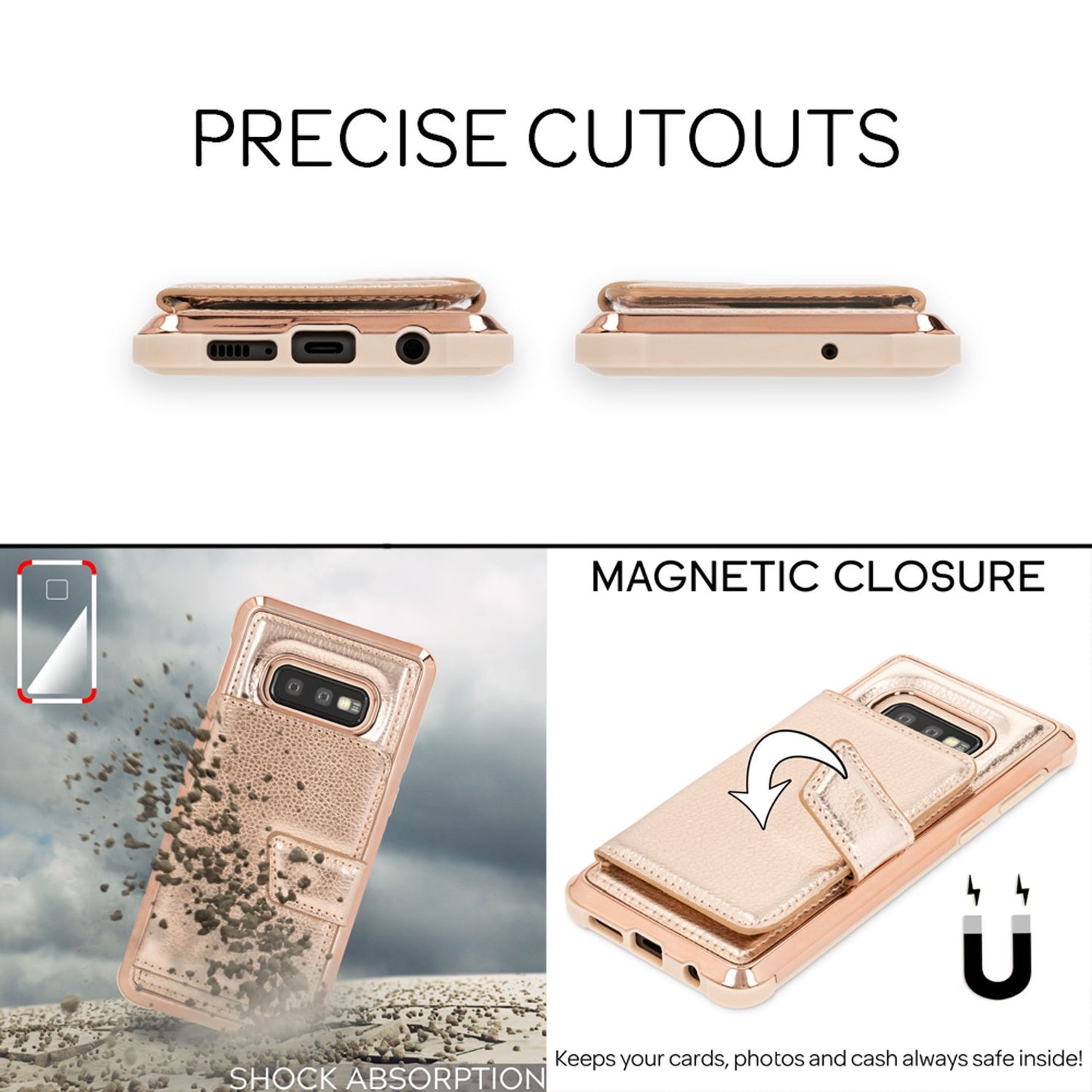 NALIA Protective Phone Case for Samsung Galaxy S10e Mirror Faux Leather Case Phone Bag