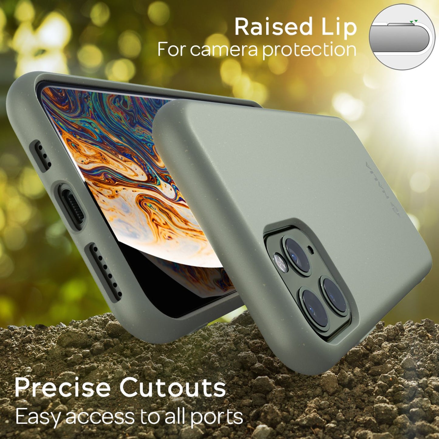 NALIA Bio Phone Case for iPhone 11 Pro, Sustainable Biodegradable Vegan Case Cover