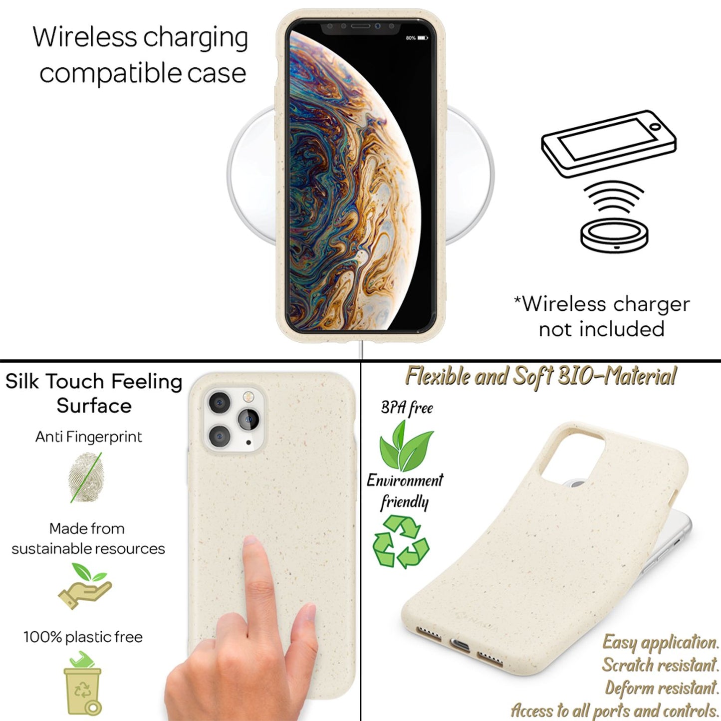NALIA Bio Phone Case for iPhone 11 Pro Max, Sustainably Biodegradable Eco Case Cover