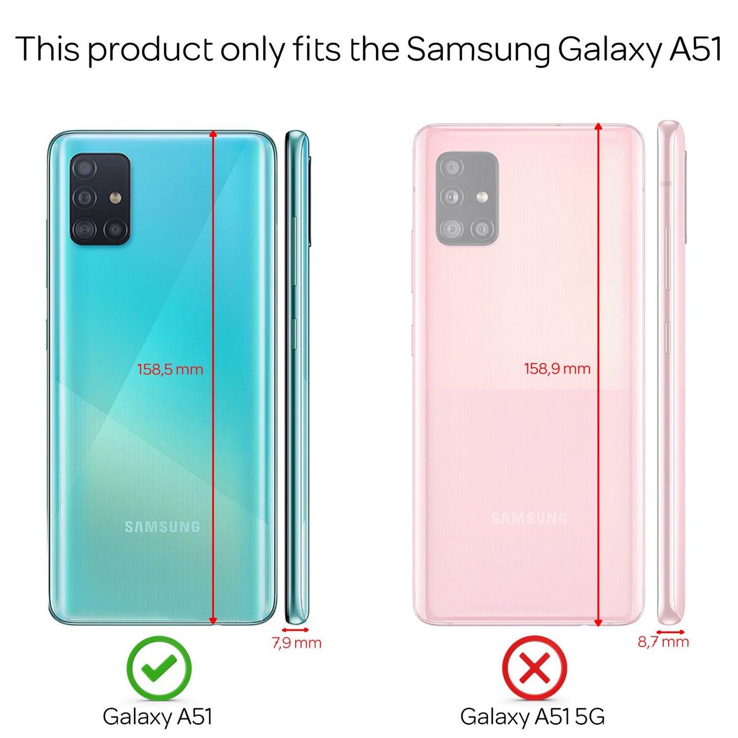 NALIA símahulstur fyrir Samsung Galaxy A51, gegnsætt sílikonhlífðarhulstur