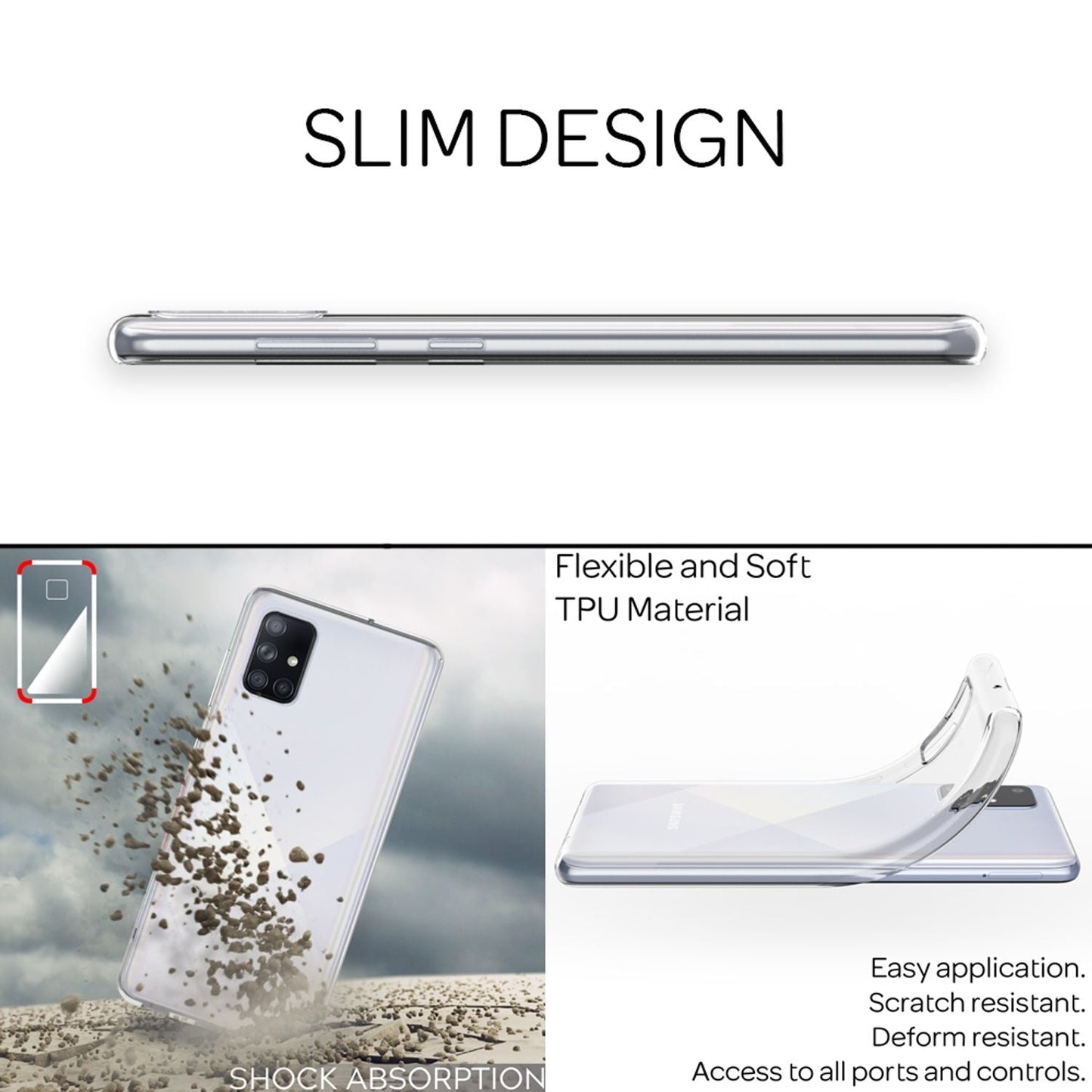 NALIA símahulstur fyrir Samsung Galaxy A71, gegnsætt sílikonhulstur