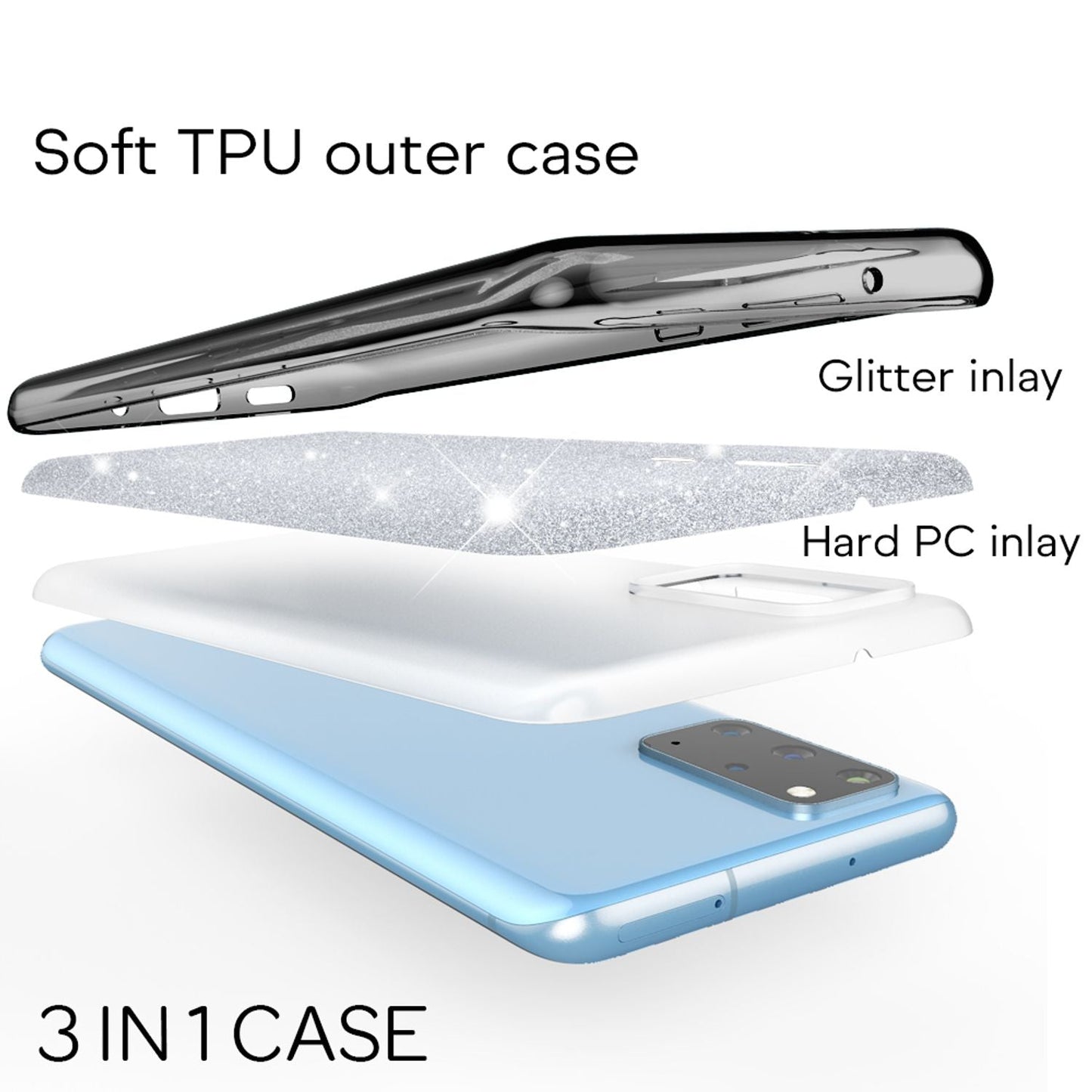 NALIA Glitter Case for Samsung Galaxy S20 Plus, Diamond Protective Case Phone Case