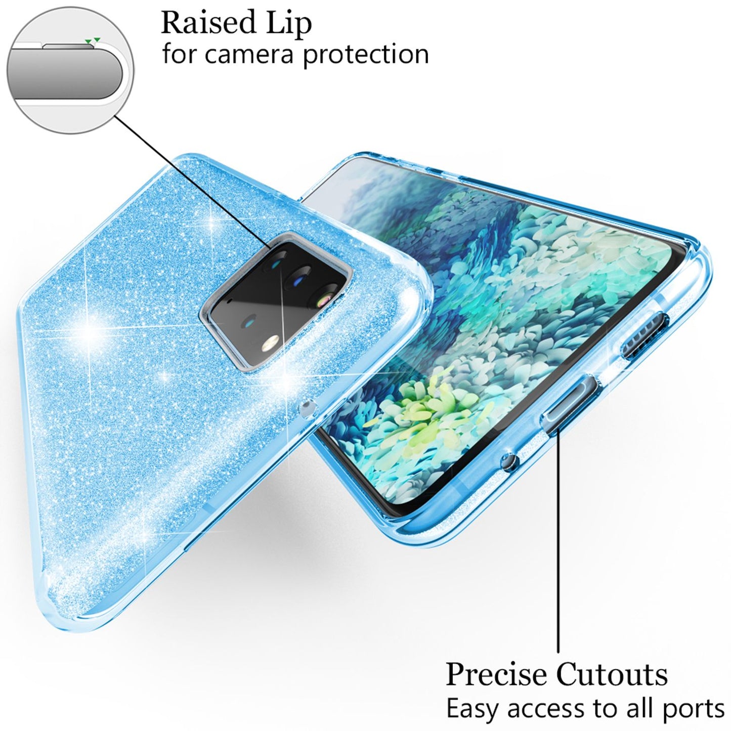 NALIA Glitter Case for Samsung Galaxy S20 Plus, Diamond Protective Case Phone Case