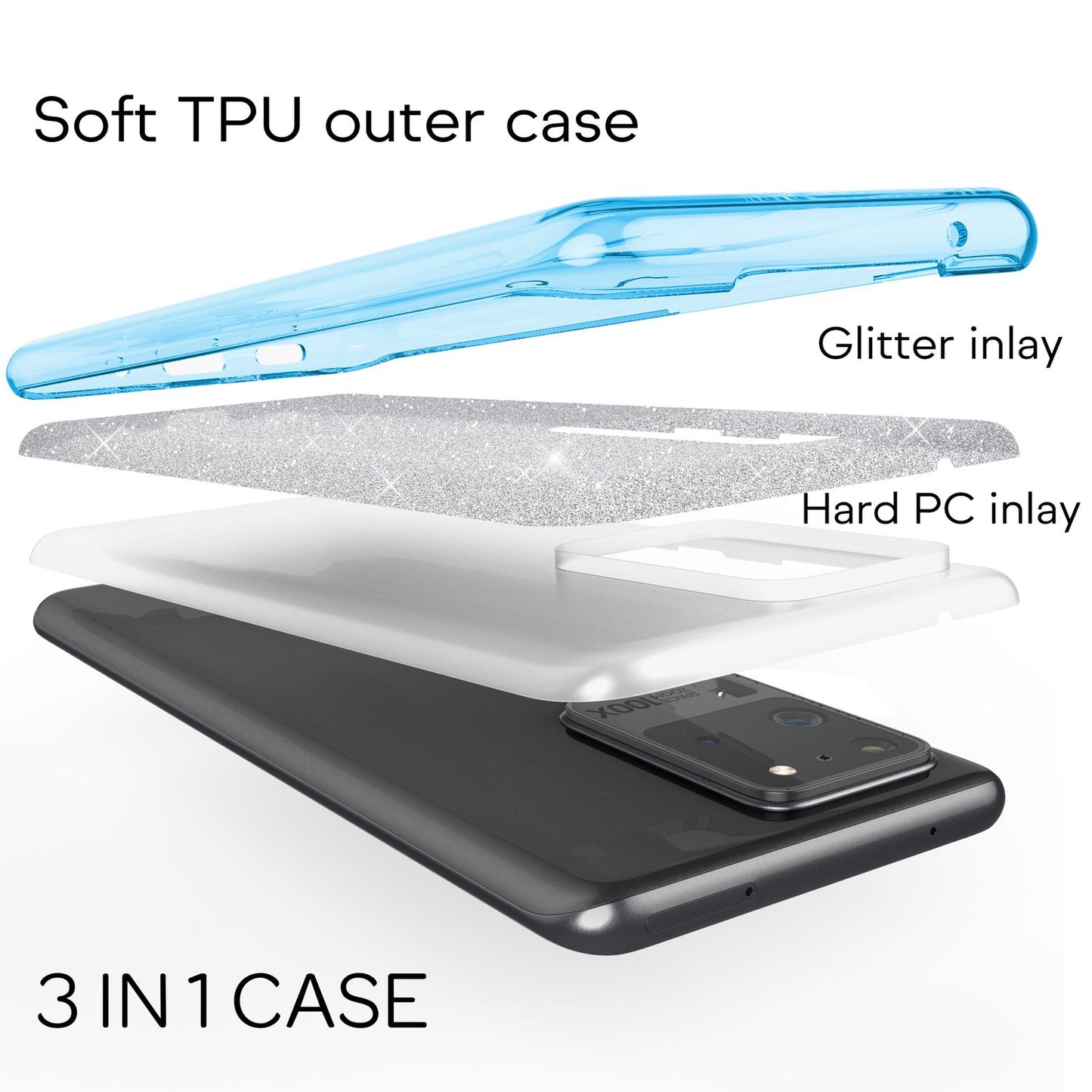 NALIA Glitter Case for Samsung Galaxy S20 Ultra, Diamond Protective Bumper Case