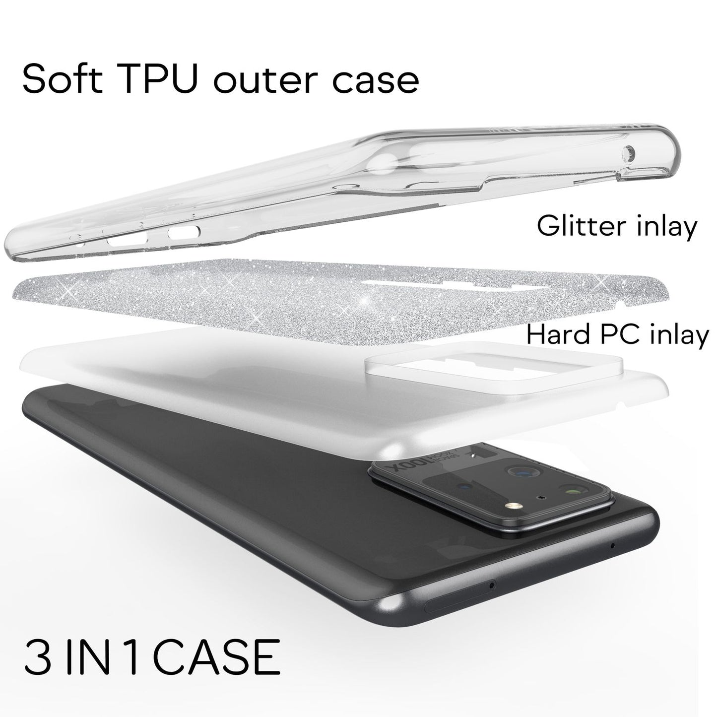 NALIA Glitter Case for Samsung Galaxy S20 Ultra, Diamond Protective Bumper Case