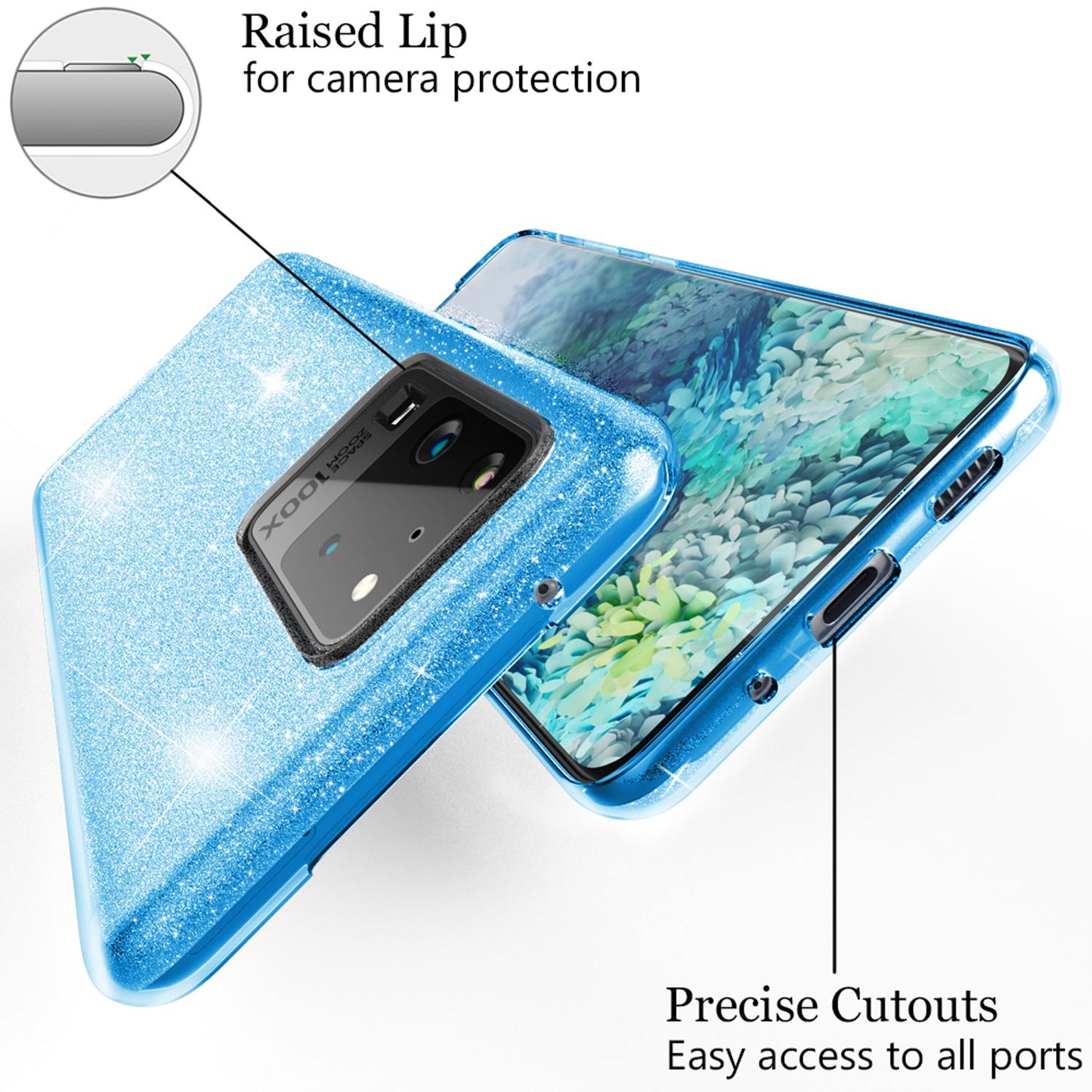 NALIA Glitter Case for Samsung Galaxy S20 Ultra, Diamond Protective Bumper Case