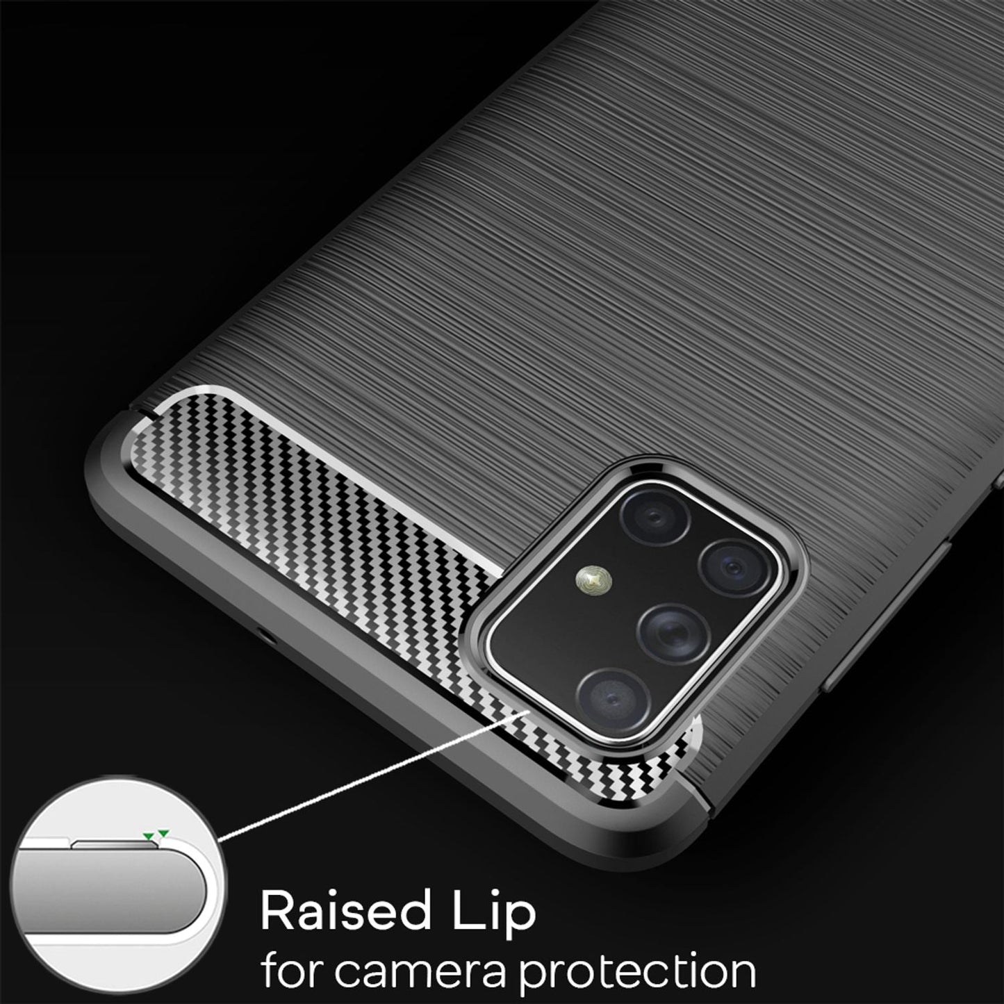 NALIA Carbon Look Case for Samsung Galaxy A51, Phone Case Protective Cover